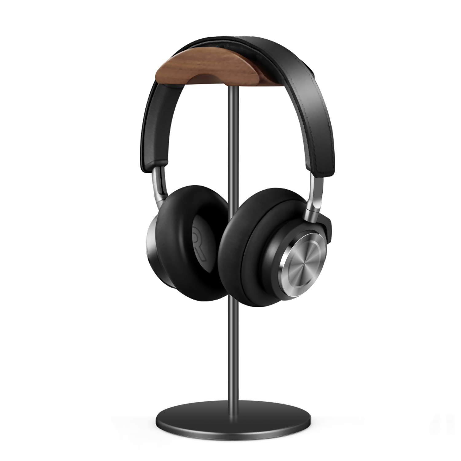 Headphone Stand Walnut Wood Aluminum Headset Holder Solid Heavy Base Gaming