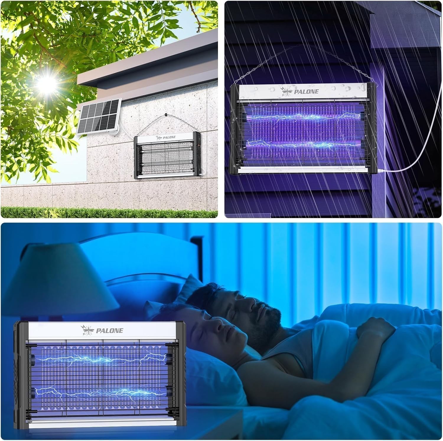 Solar Bug Zapper Outdoor, 4000V Mosquito Zapper with 3M Cable &10W Solar Panel,o