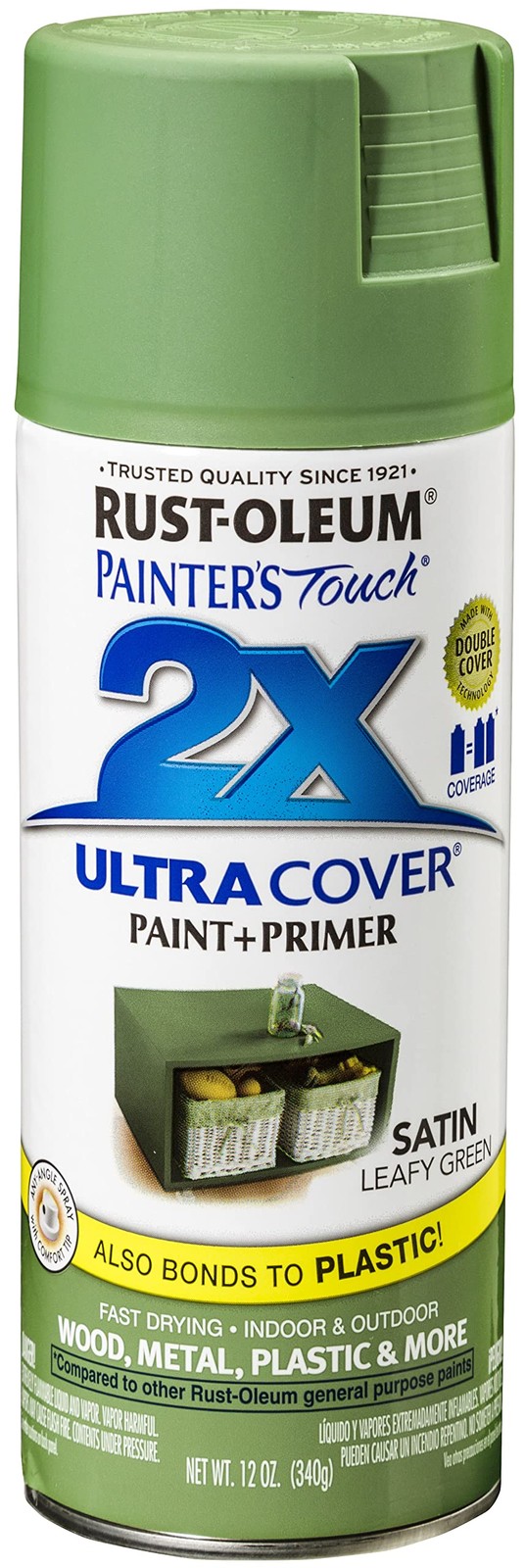 Rust Oleum 12 Ounce Painter's Touch 2X Ultra Cover Satin Leafy Green Spray Paint
