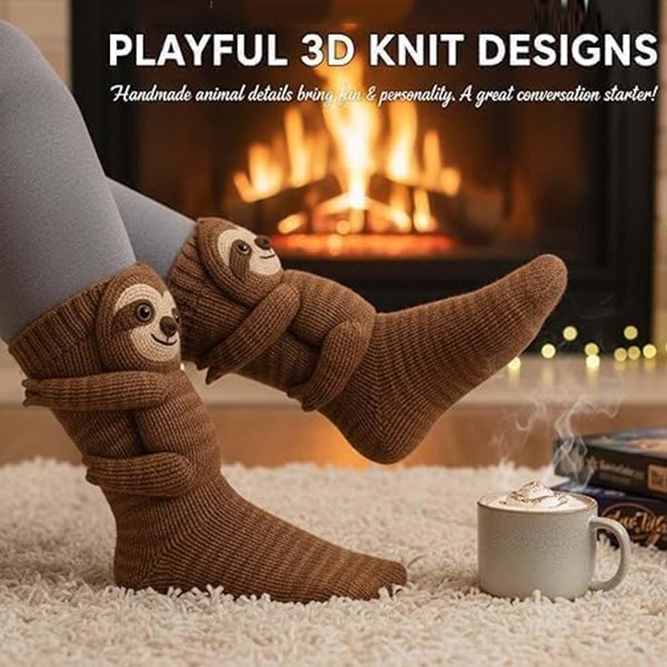 3D Sloth Cute Animals Socks Knitted Animals Warm Cozy Unisex Funny Xmas Gifts US