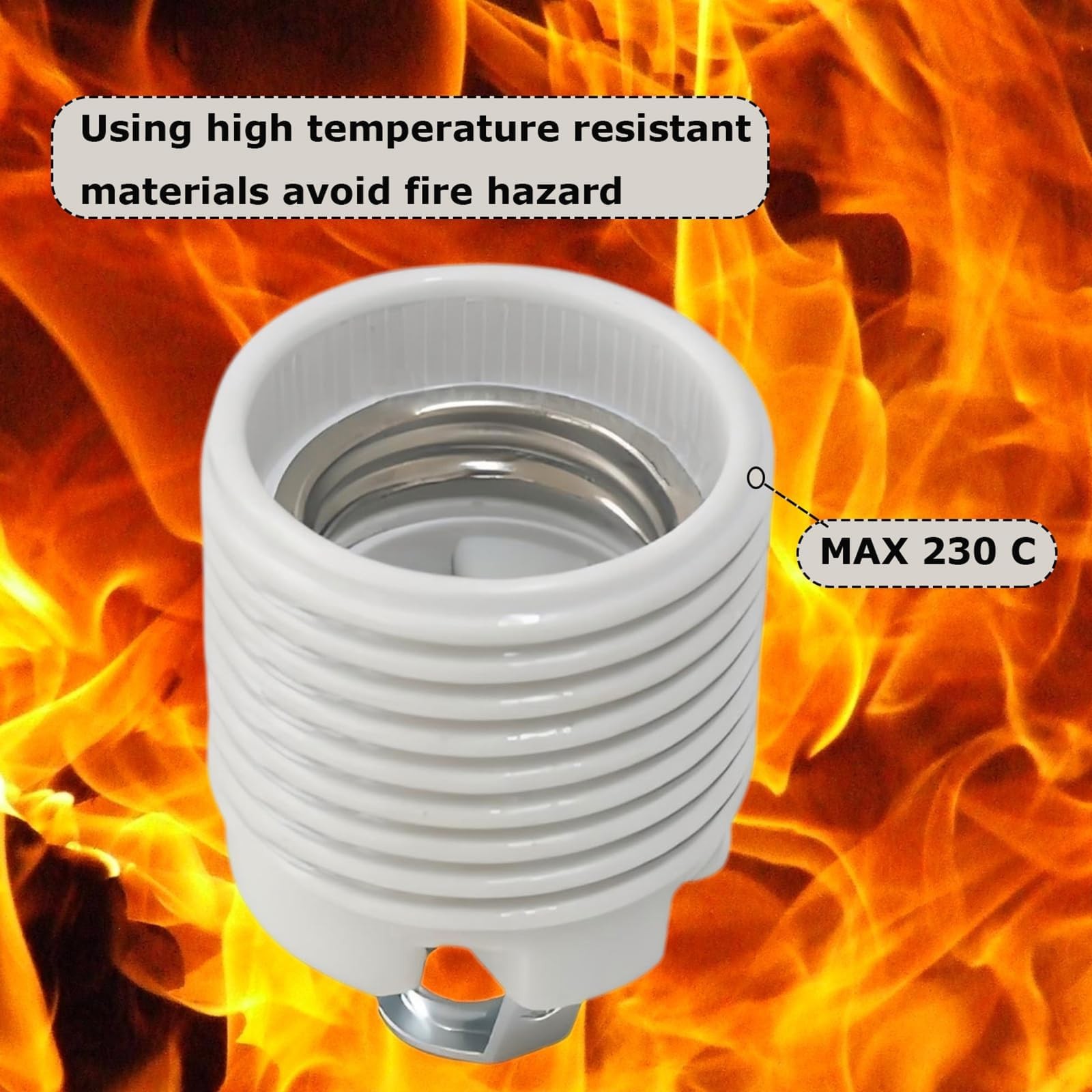 E26 Socket,Ceramic Medium Base Screw Socket E26 E27 Threaded Glazed Porcelain...