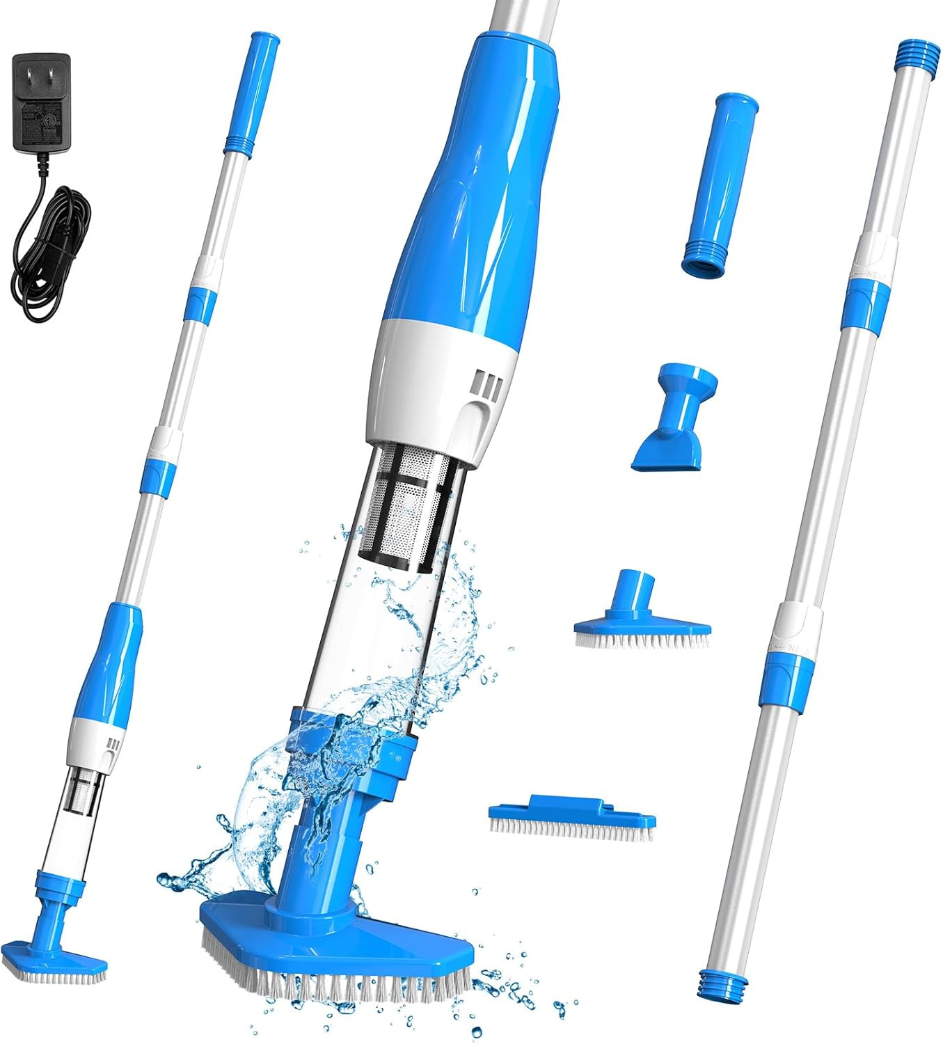 4 in 1 Cordless Rechargeable Small Pool Vacuum Spa Hot Tub 90 Mins Running Time,