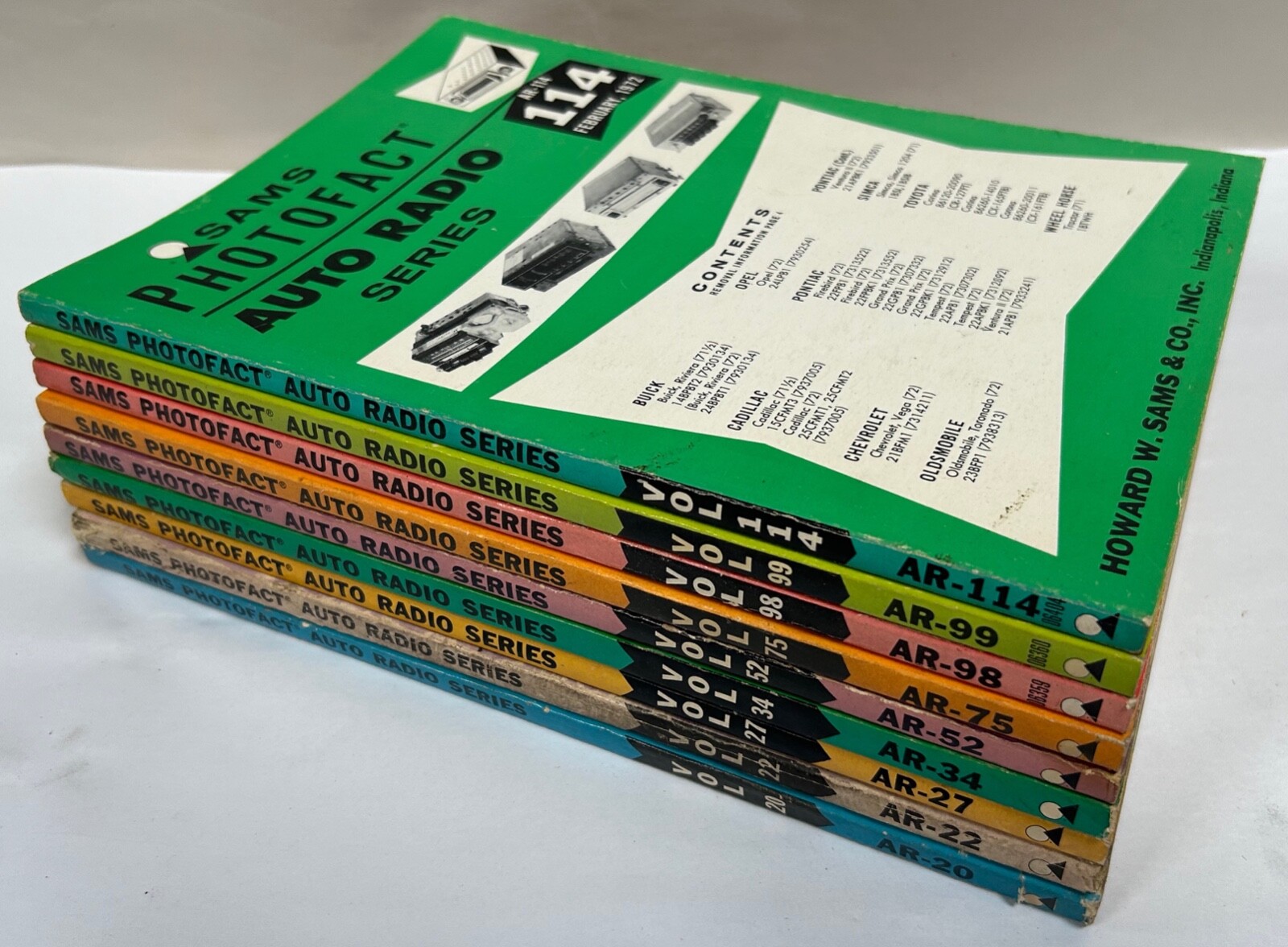 Vtg SAMS Photofact Auto Radio Manuals 20, 22, 27, 34, 52, 75, 98, 99, 114 (A18)