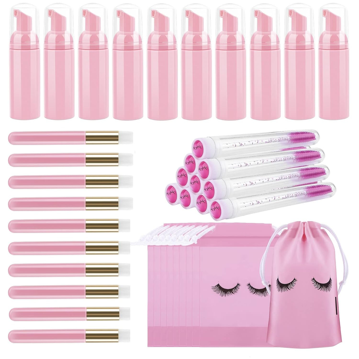 40 Pcs Lash Shampoo Bottle Brushes Set, 10 Pcs Lash Shampoo Brushes, 10 Pcs Lash