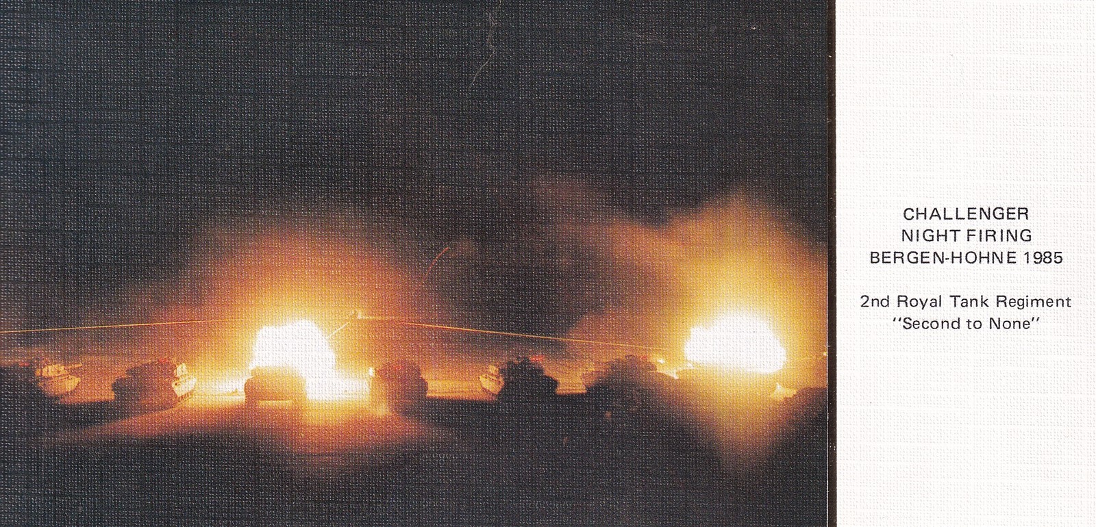 RARE Real Photo Postcard RPPC 1985 BRITISH CHALLENGER TANK NIGHT FIRING 664