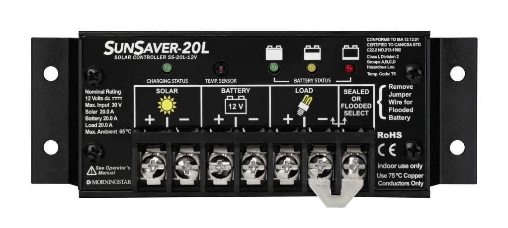 USED Morningstar SunSaver SS-20L-12V  20A PWM Solar Charge Controller  LVD  12V