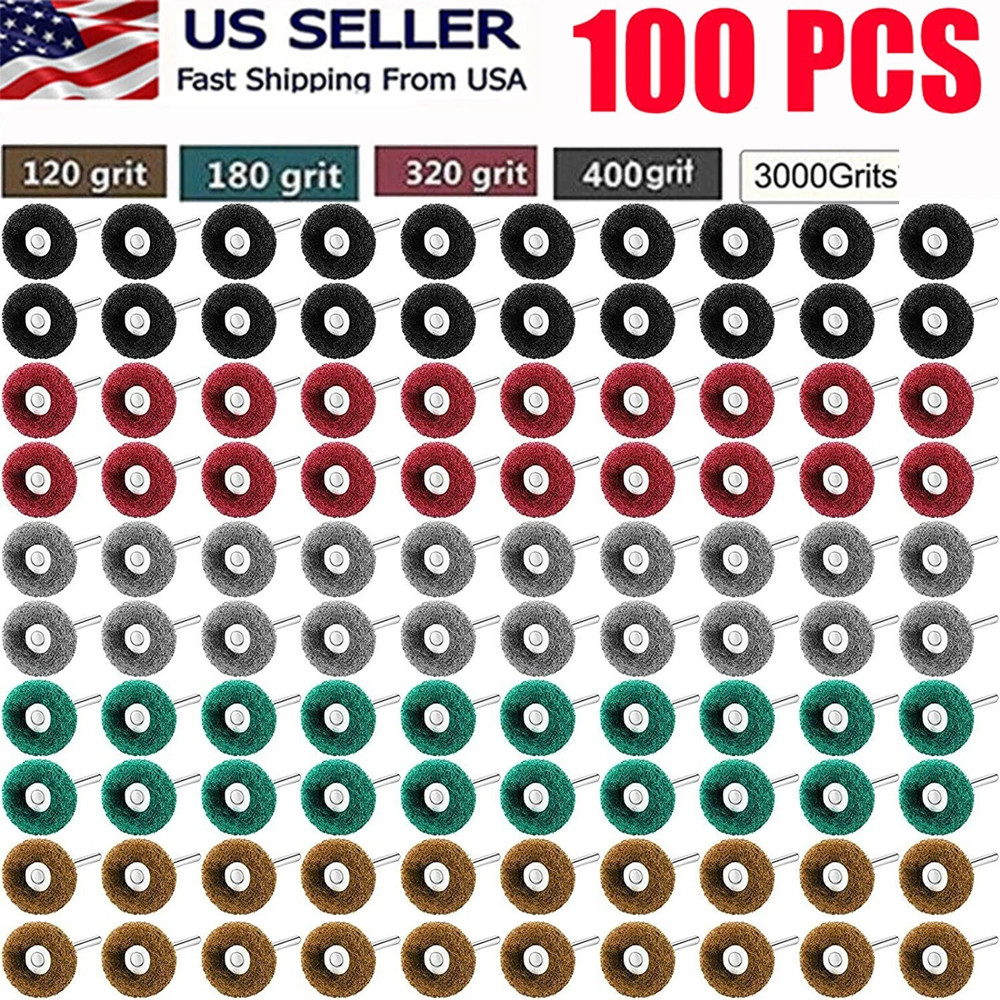 100 Metal Polishing Buffing Wheel Burr Kit Rotary Tool Accessories For Dremel
