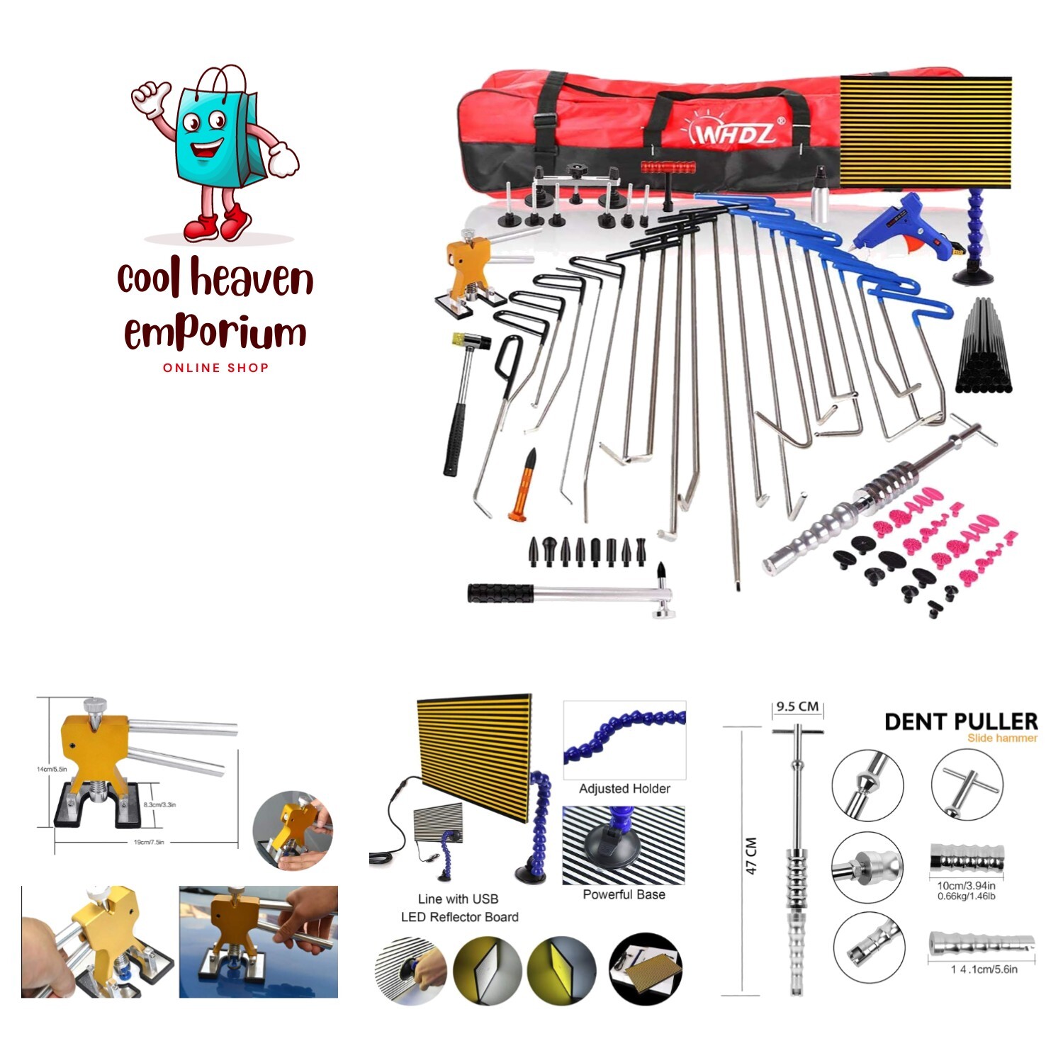 86PCS Paintless Dent Repair Tool Paintless dent Repair Rods Kit with Slider H...