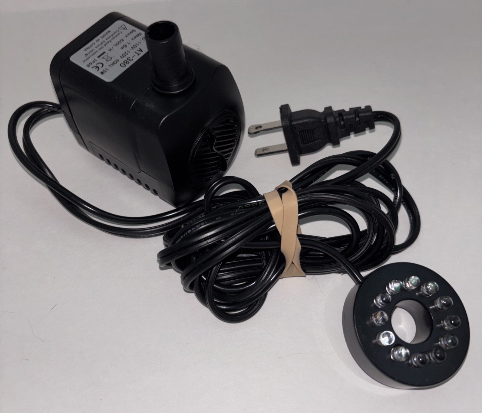 15W Submersible Water Pump w/ 12 LED Lights | Aquarium, Fountain | AT-380
