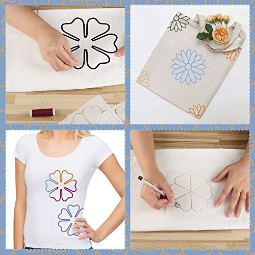 9 Pieces Flower Line Quilting Stencil Kit Sewing Flower Reusable Template
