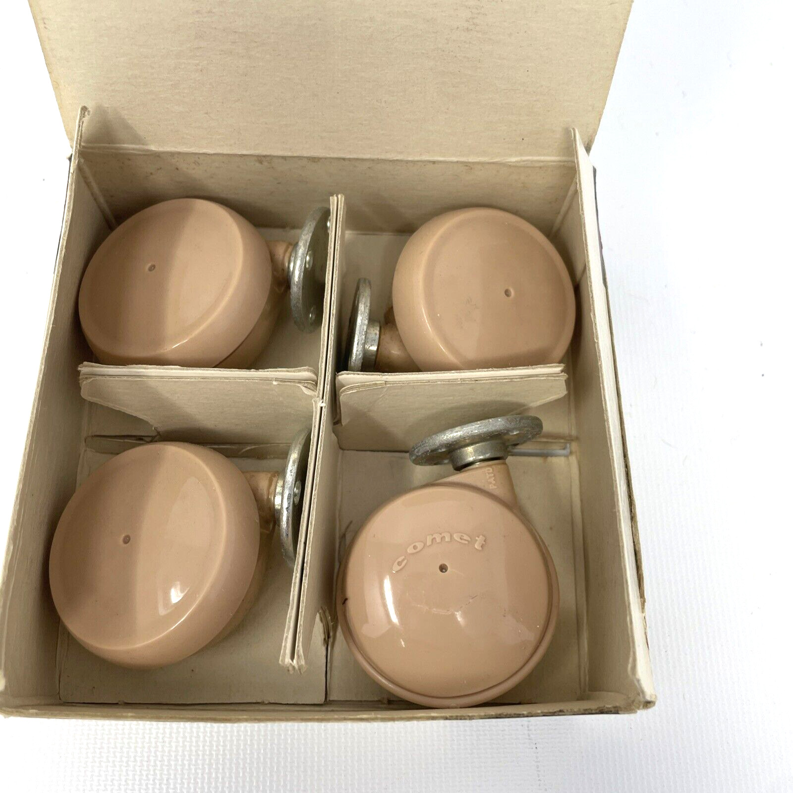 Vintage Shepherd Casters Comfort 1 5/8" Beige with Plates Set of 4 June Lockhar