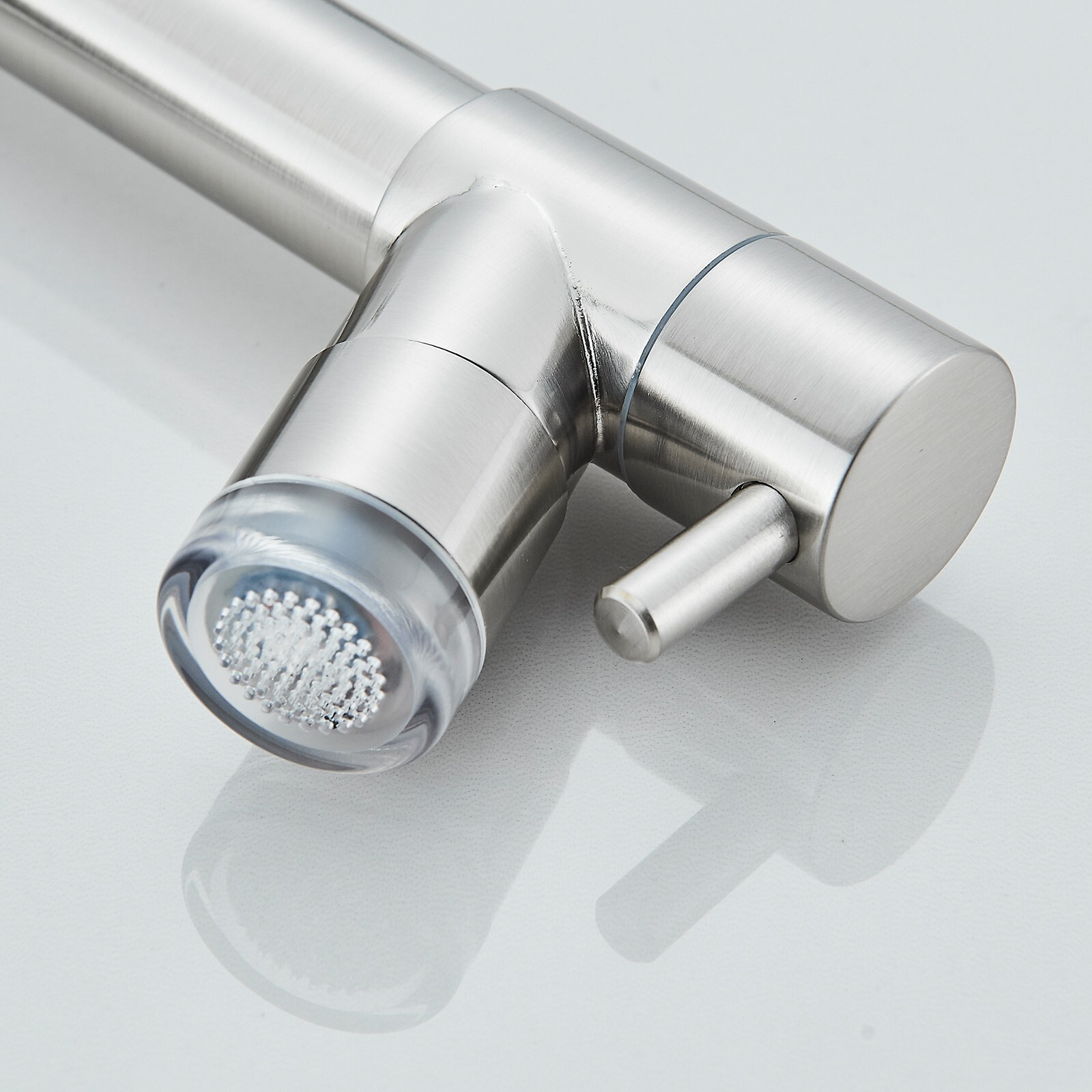 Brushed Nickel Kitchen Sink Faucet Pull Down Sprayer Swivel Single Handle Mixer