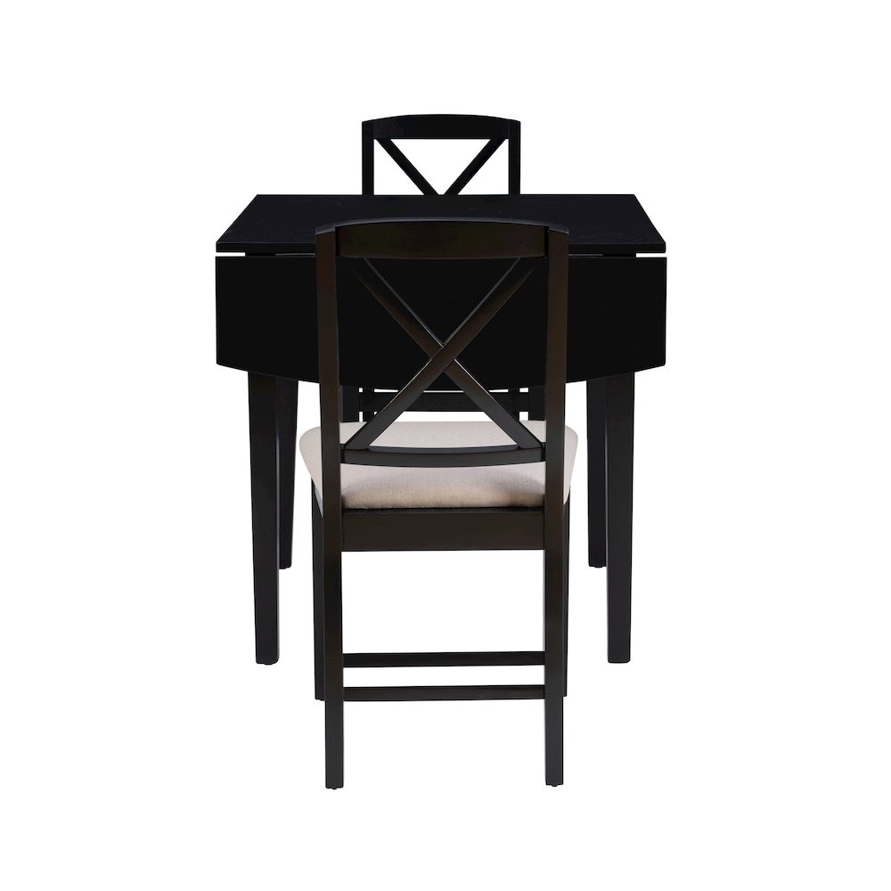 Torino 3Pc Drop Leaf Dining Set Black
