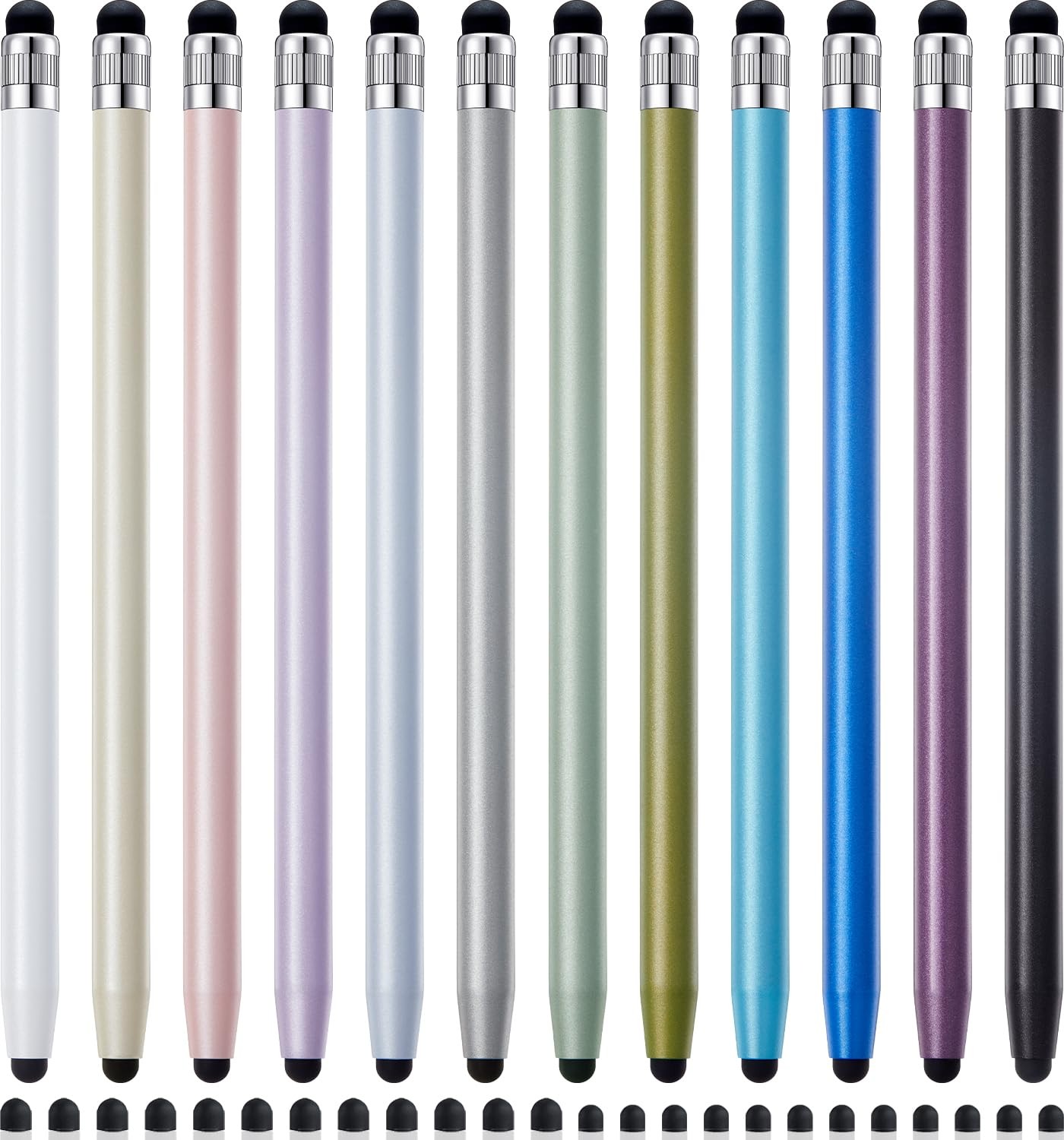 LINFANC 12Pcs Stylus Pen for Touchscreen, 2-in-1 High Precision & 12 Pearl