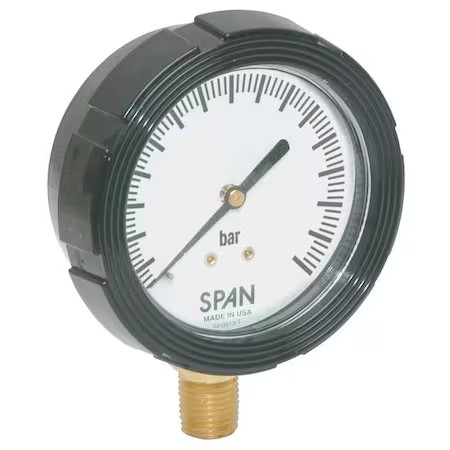 Span Lfs-210-1 Bar-G Industrial Pressure Gauge, 0 To 1 Psi, 2 1/2 In Dial, 1/4