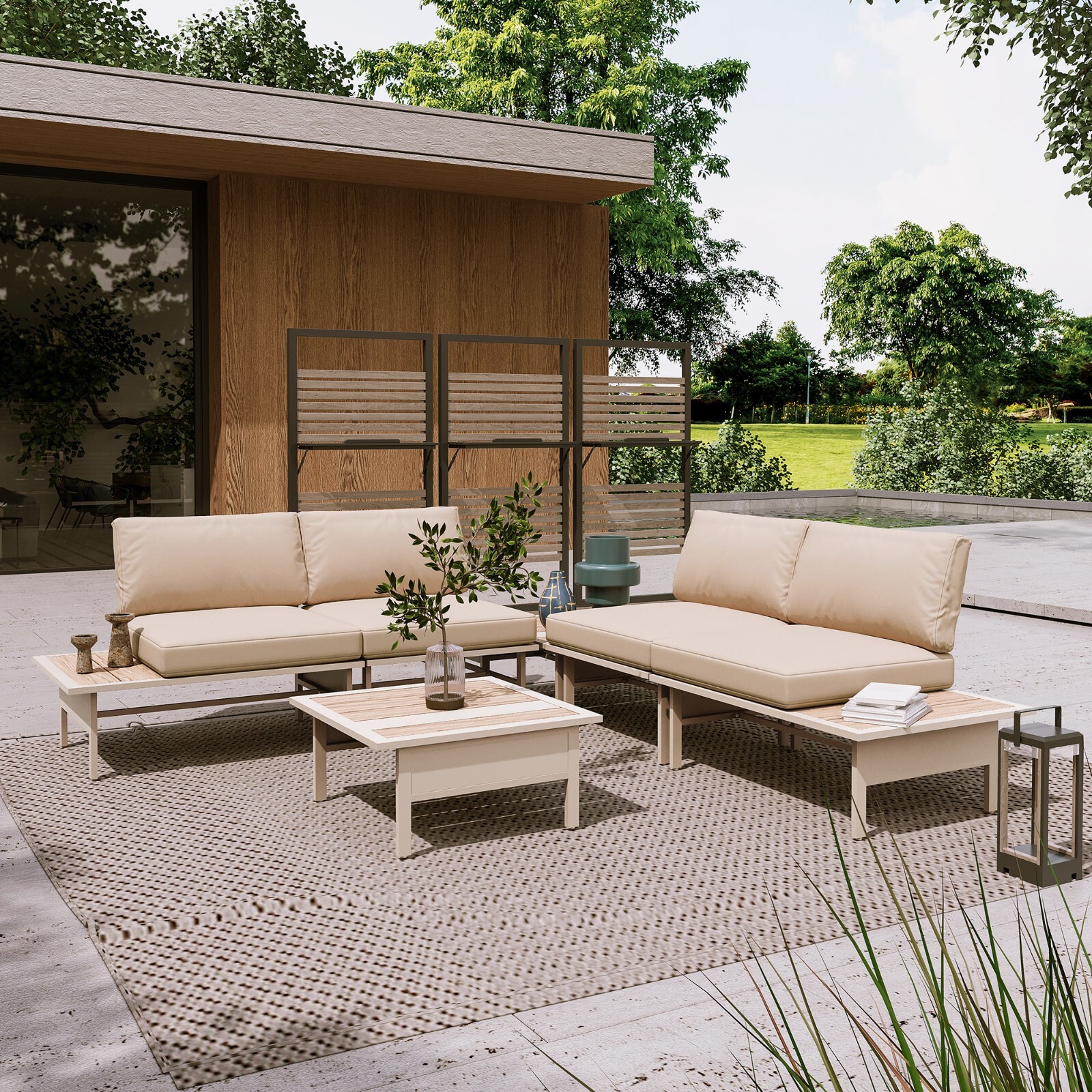 LAUSAINT HOME 6 Pieces Outdoor Metal Frame Patio Furniture Set