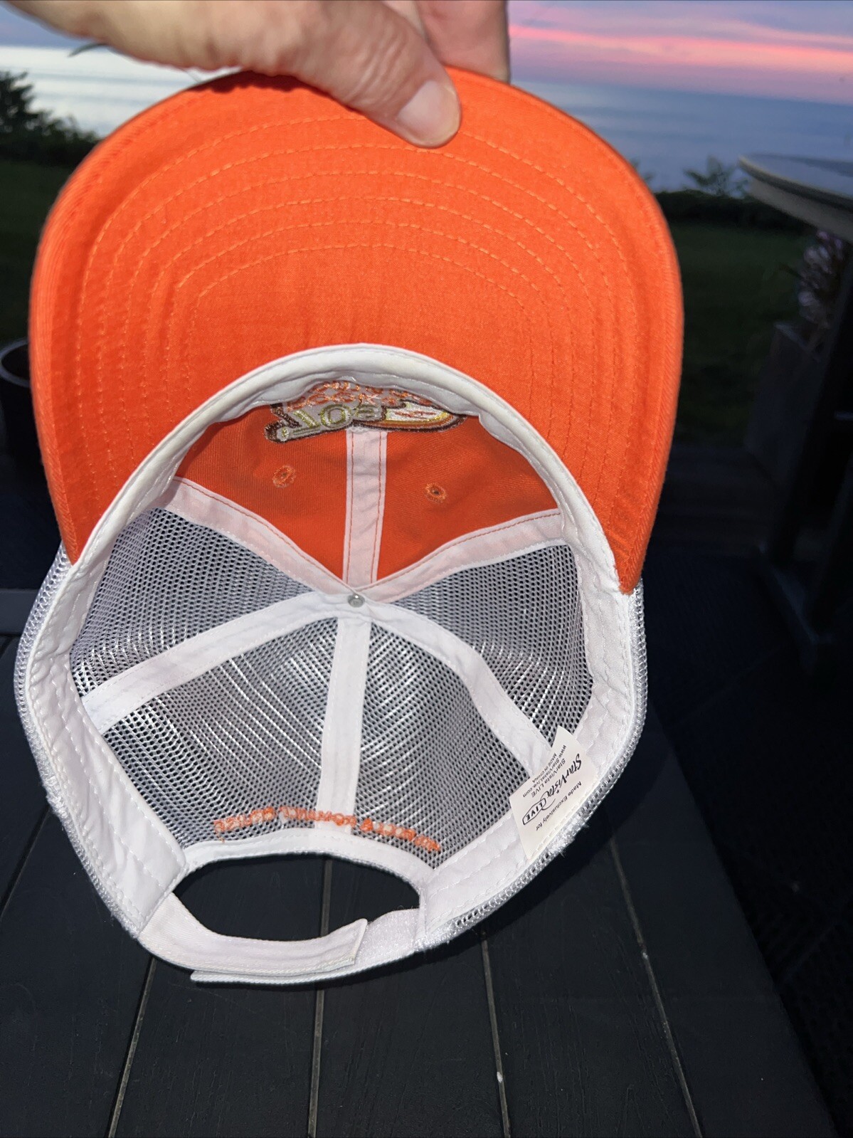70s Rock & Romance Cruise Multi Colored Patch on Orange Hat Cap W White Mesh