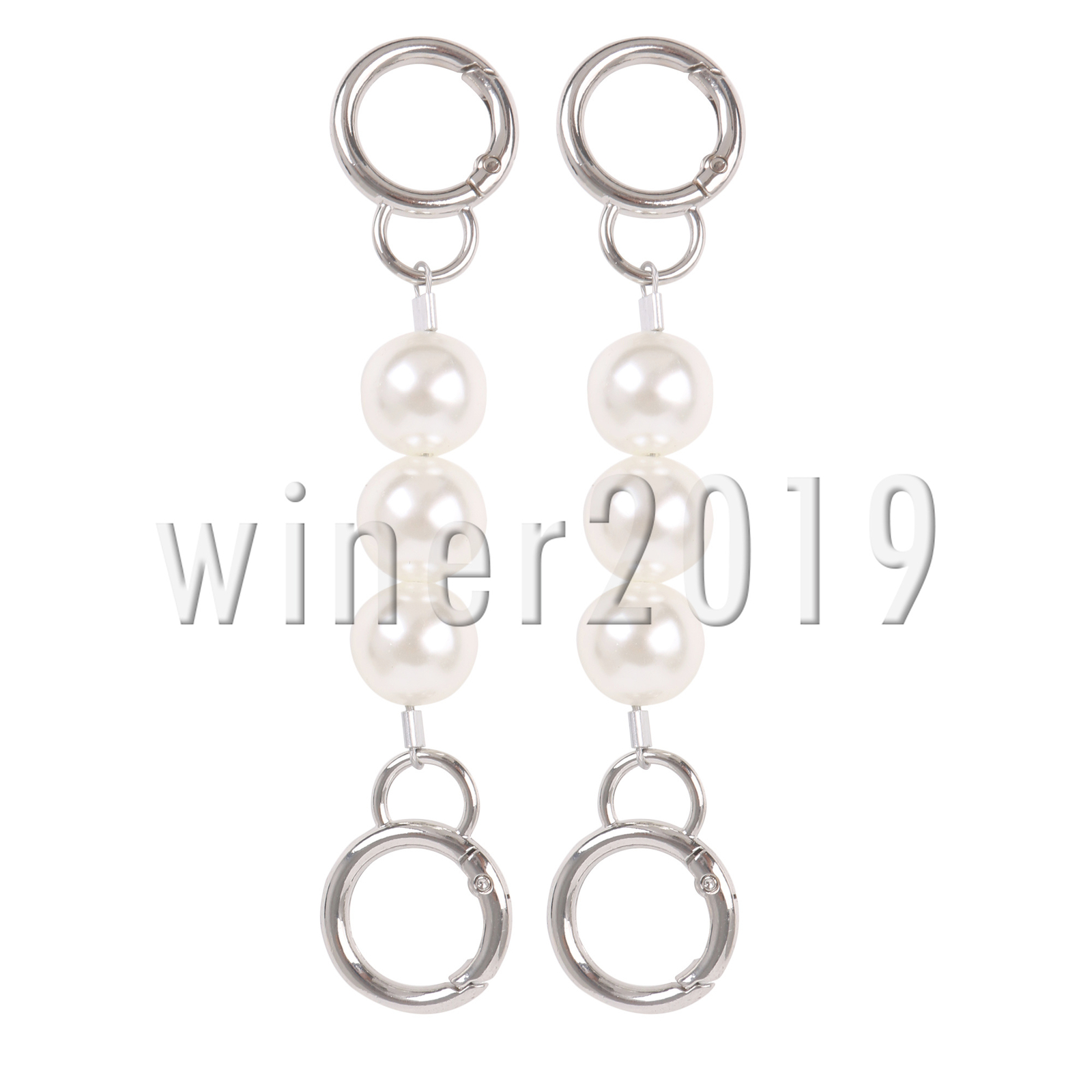Silver Alloy Bag Replacement Purse Pearl Extender Decoration 5.51 Inch Pack of 2