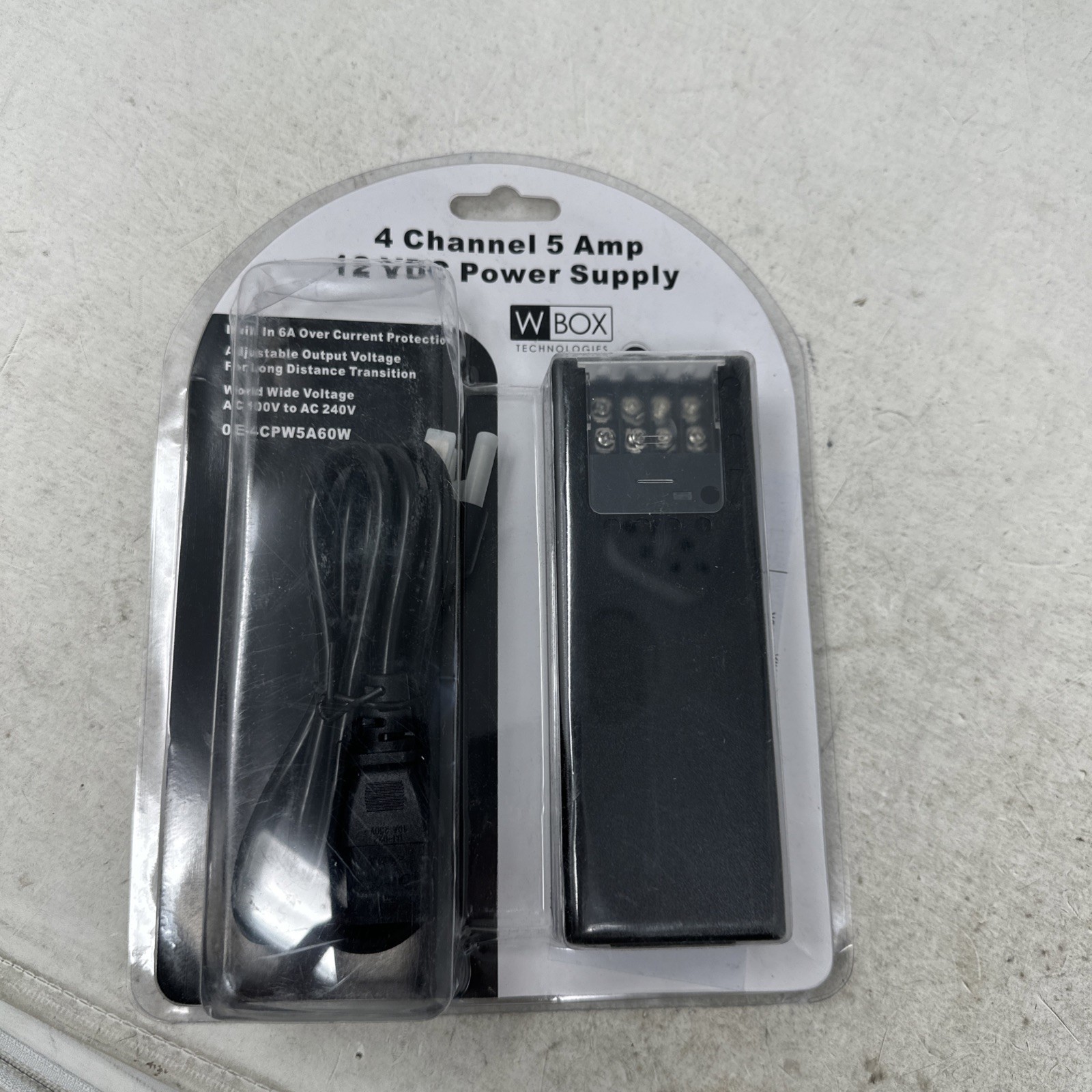 W Box technologies CCTV Power Supply 4-Channel 5-AMP 12-VDC 0E-4CPW5A60W New