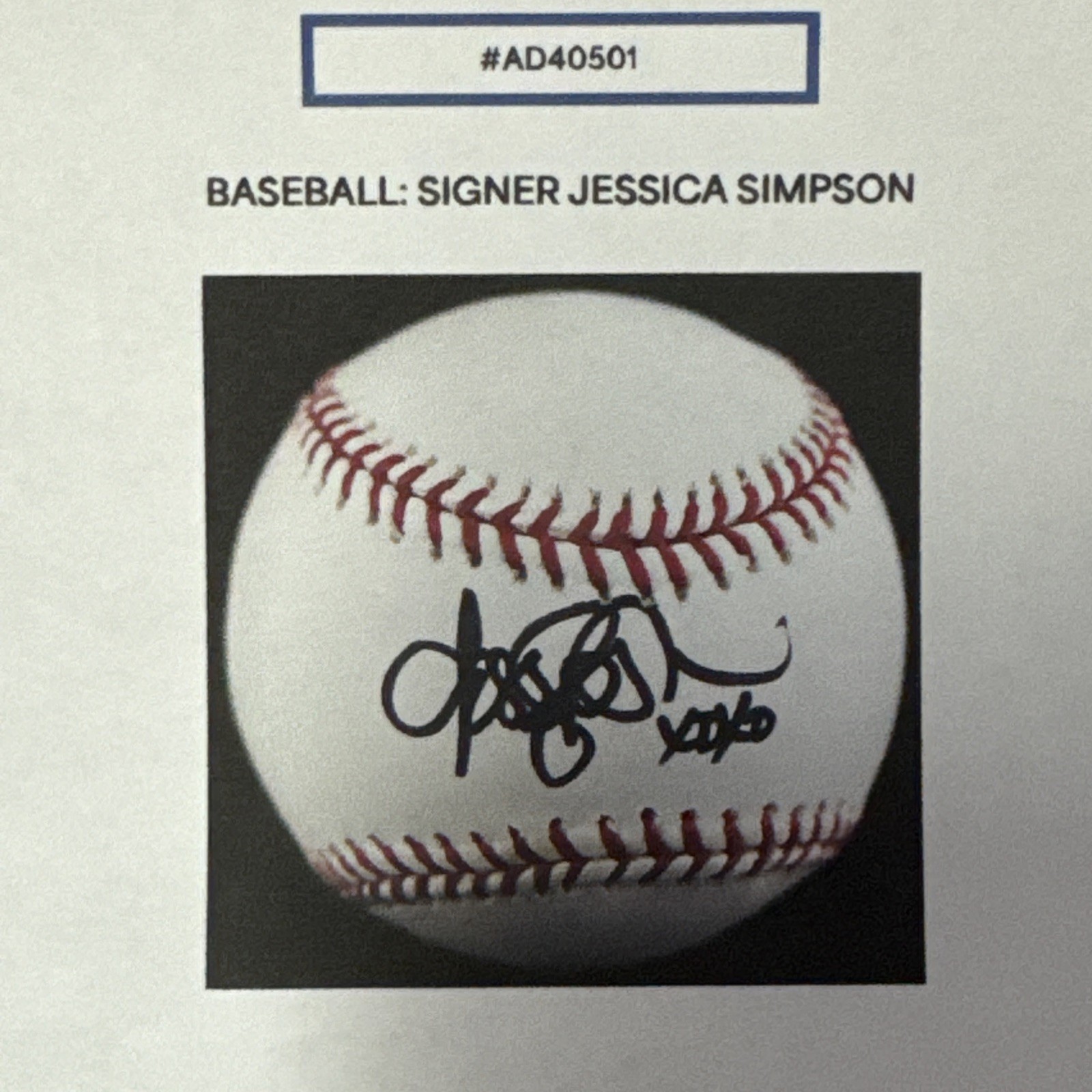 Jessica Simpson Signed Autograph Baseball PSA