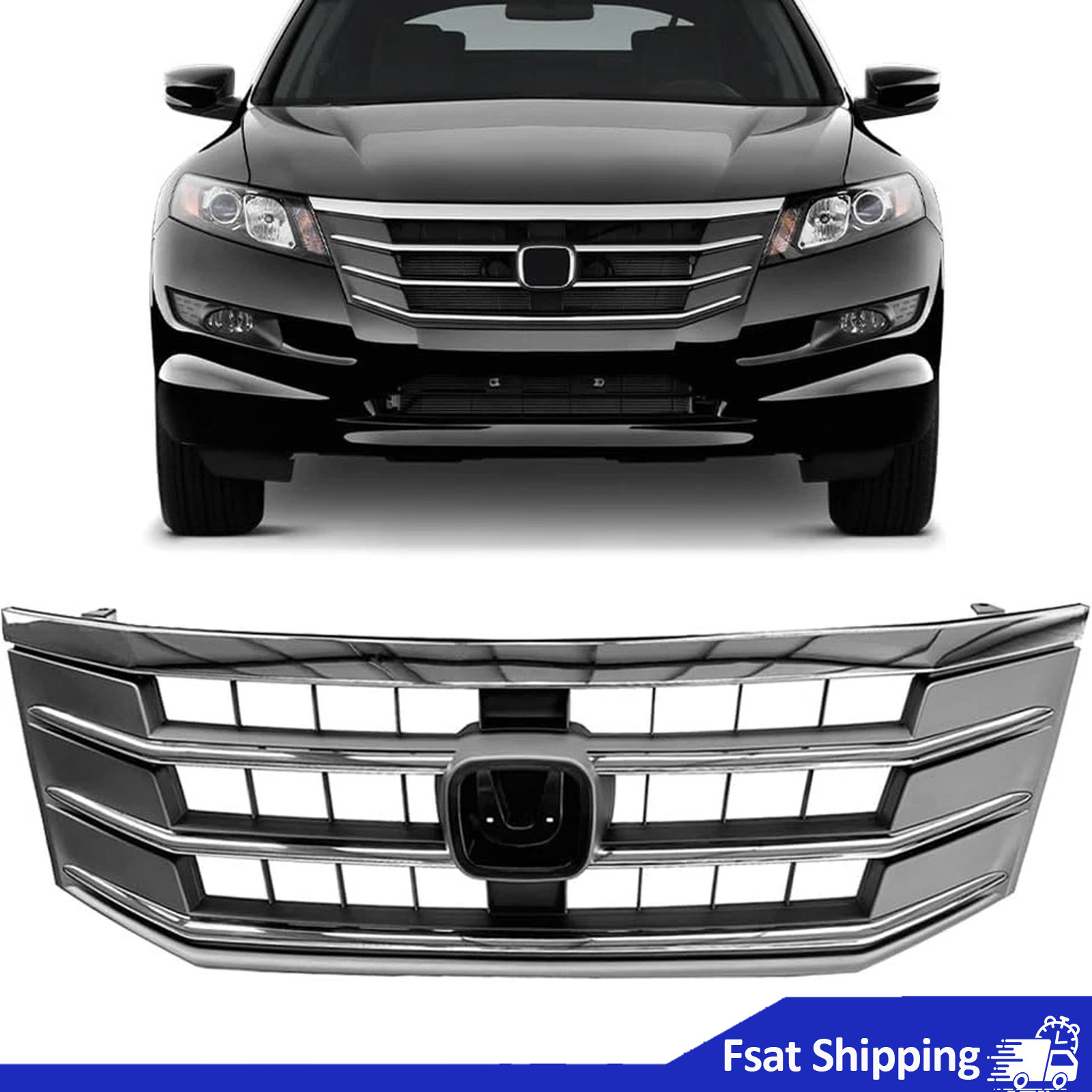For 2010 2011 2012 Honda Crosstour EX EX-L Front Bumper Mesh Grille W/Chrome1pc