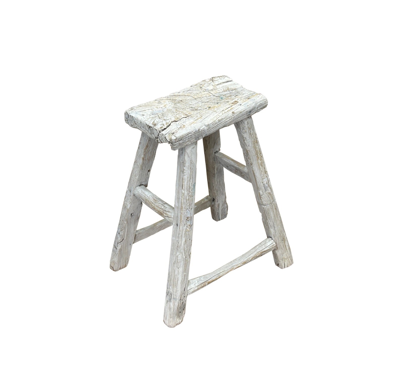 Rustic Raw Rough Wood Grain Rectangle Slim Stool Bench Side Table ws4594