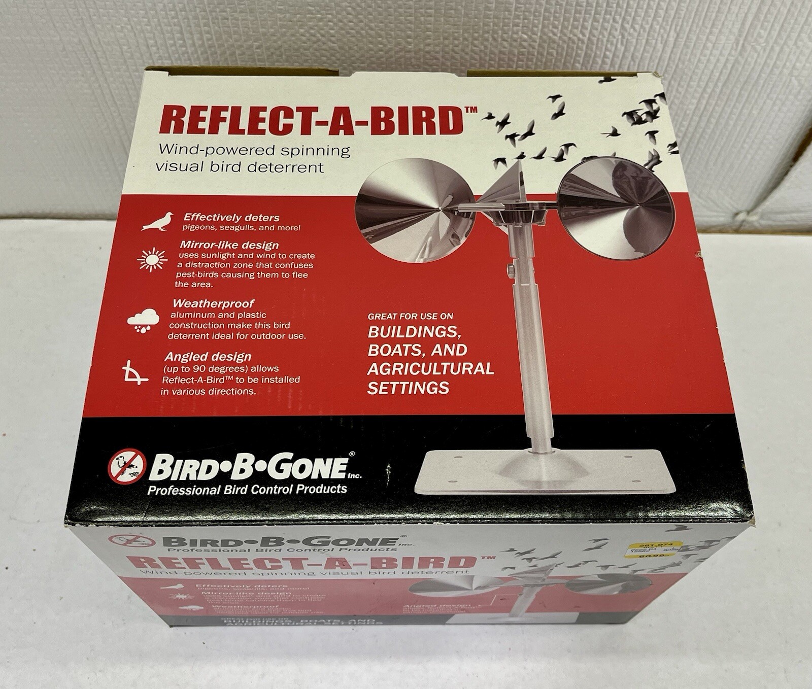 BIRD-B-GONE REFLECT-A-BIRD Wind Powered Spinning Visual Bird Deterrent New