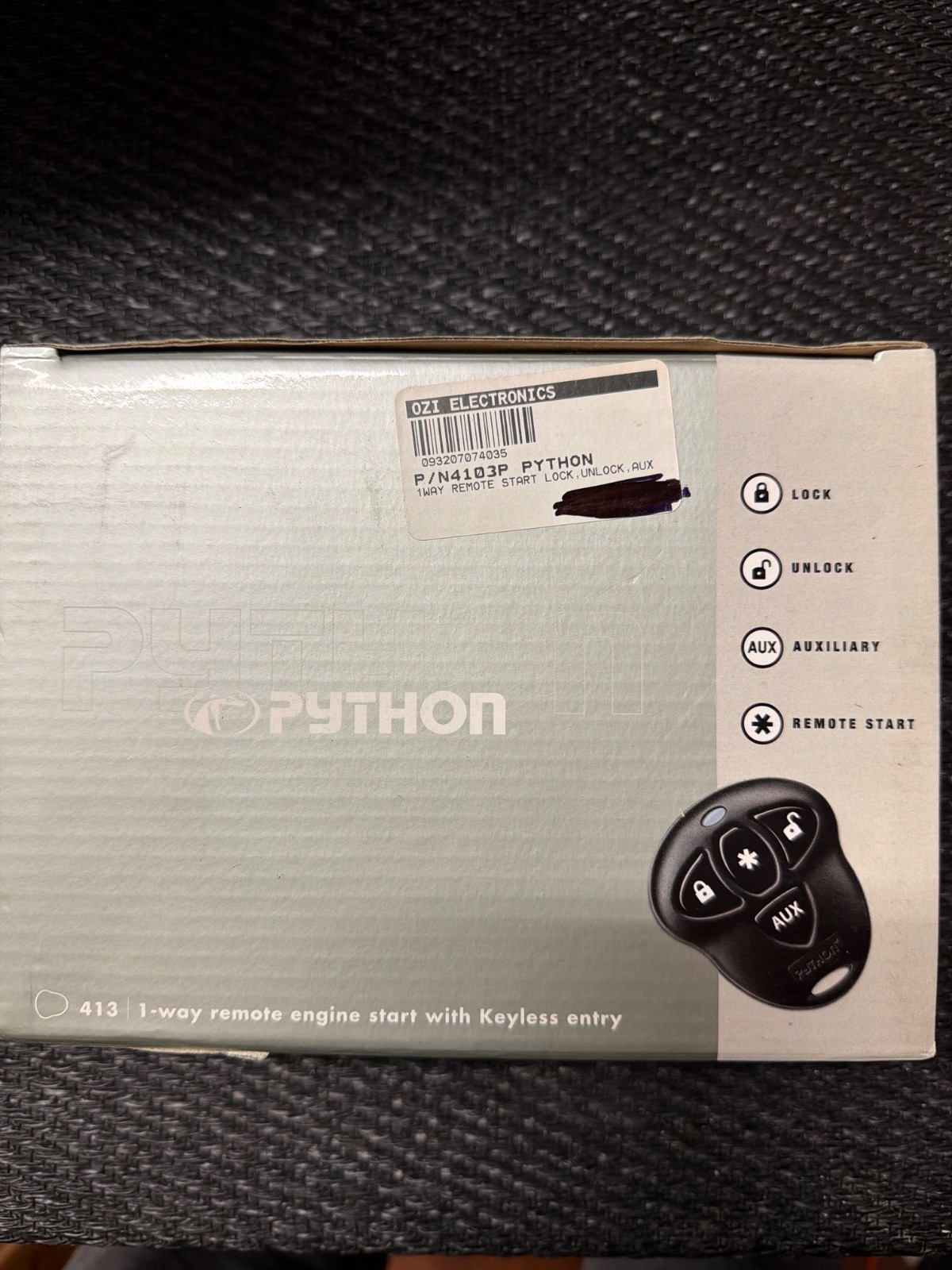 Python 413 1-Way Remote Start System w/ Keyless Entry Car Alarm