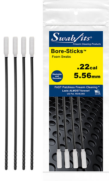 (Single Bag) .22cal/5.56mm One-Piece Rod W/Swab Cleaning Tool Bore-Sticks™ by