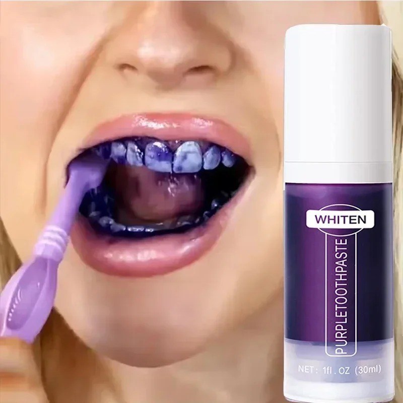 V34 Purple Teeth Whitening Toothpaste 50g Stain Removal Fresh Breath USA Seller