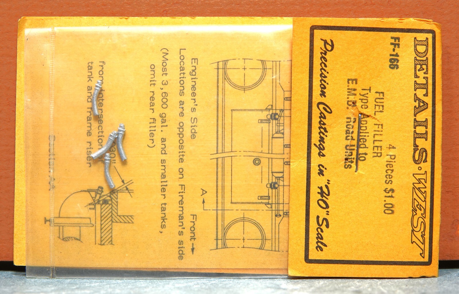DETAILS WEST HO SCALE FUEL FILLER TYPE APPLIED TO EMD ROAD UNITS # FF-166