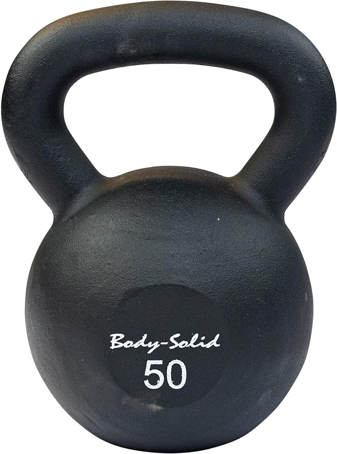 Body-Solid Matte Black Powder Coat Kettlebell with Kettle Grip Handle, 50lb