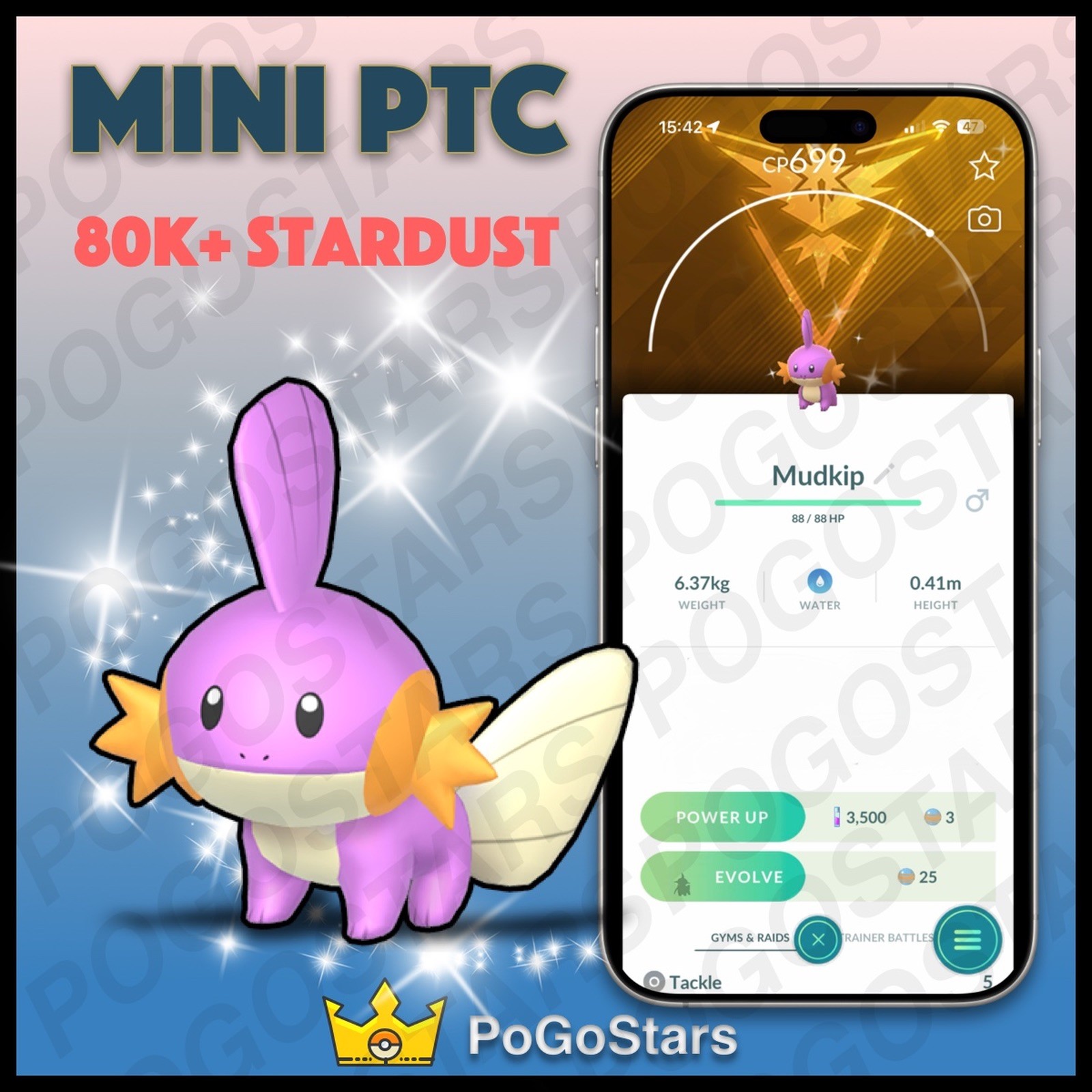 Pokémon PTC Go - Shiny Mudkip - Team Instinct✨Special Background✨