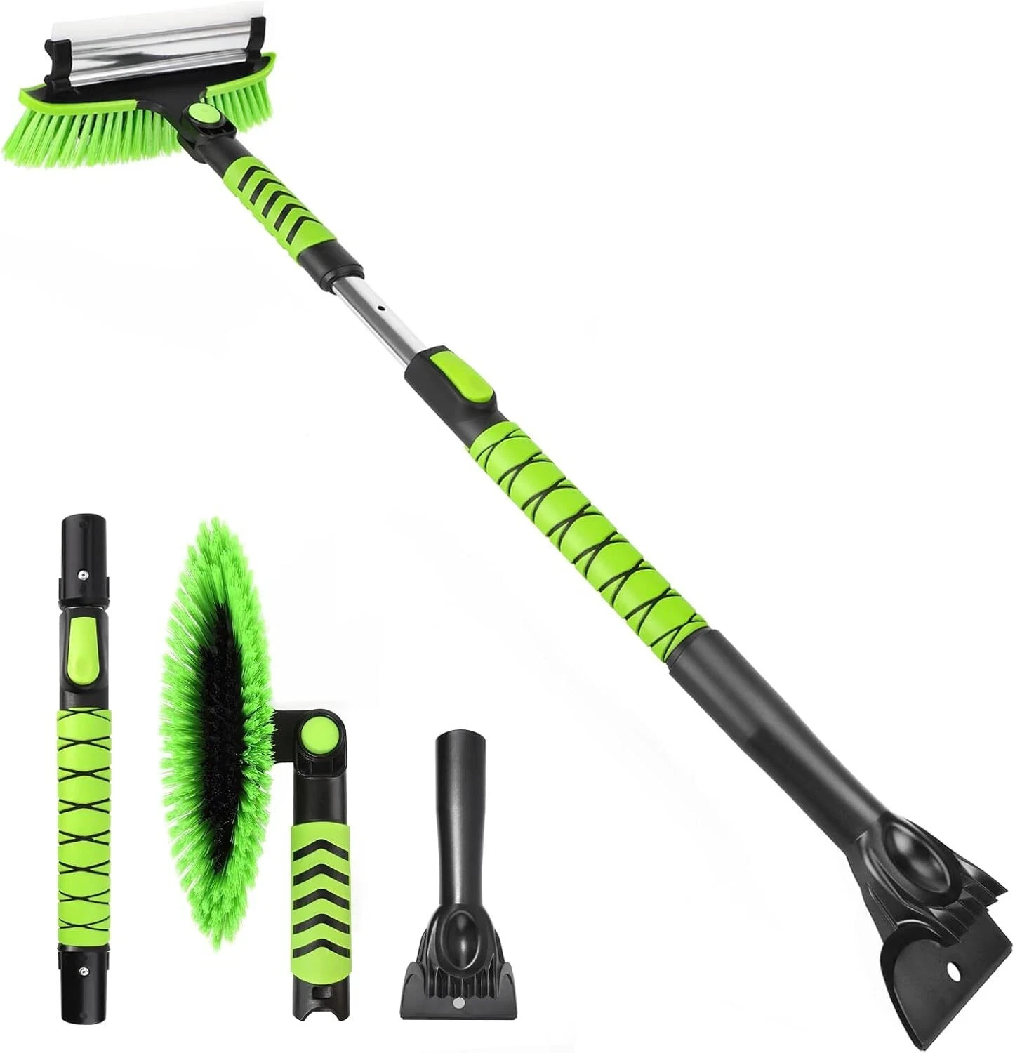 3-in-1 Extendable Snow Brush with Ice Scraper Squeegee Auto Snow Ice Removal