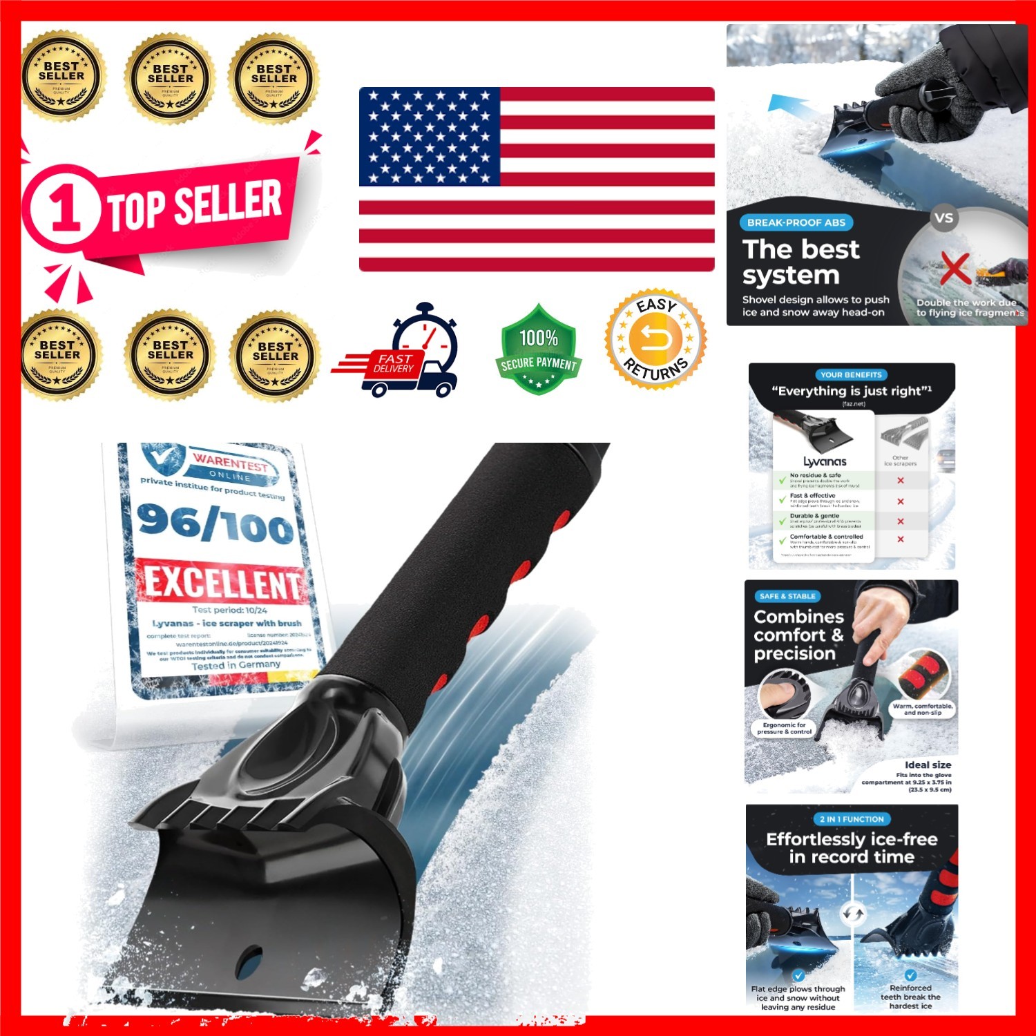 Lightweight & Efficient Car Windshield Scraper -  Winner 2026 Certified
