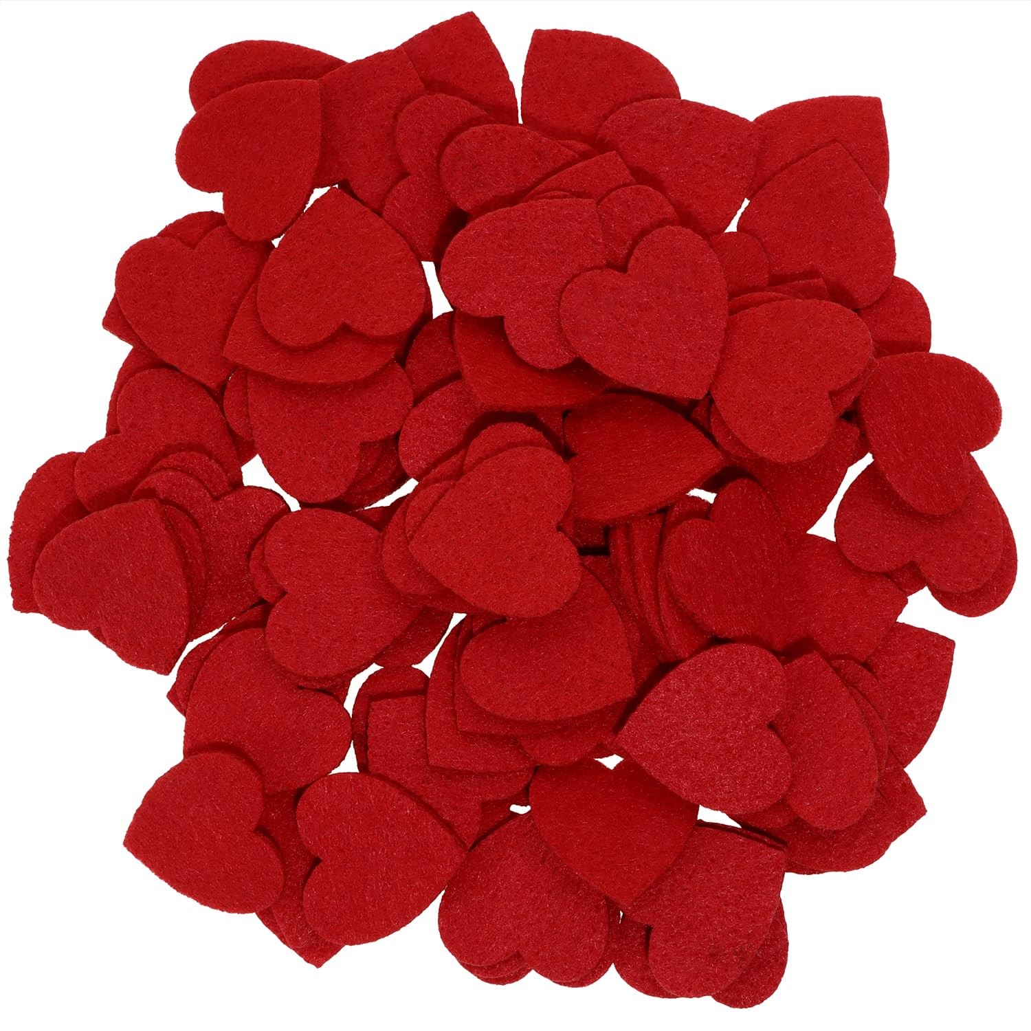 Felt Heart Cutouts for Valentine's Day - 100PCS Red 30mm for Crafts