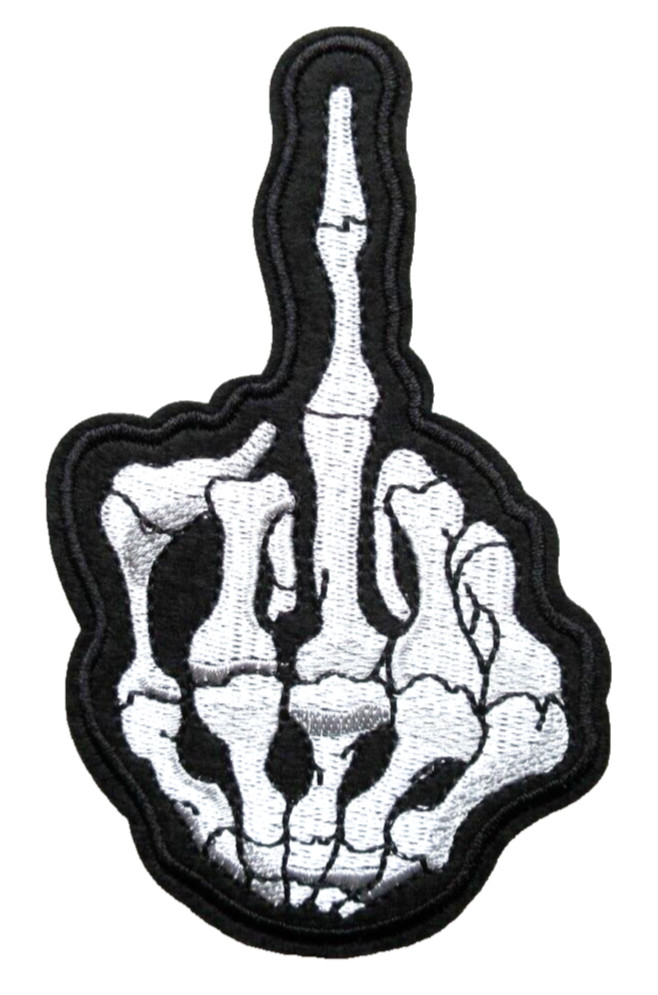 🔥SKELETON MIDDLE FINGER BATTLE VEST JACKET BIKERS EMBROIDERED IRON ON PATCH