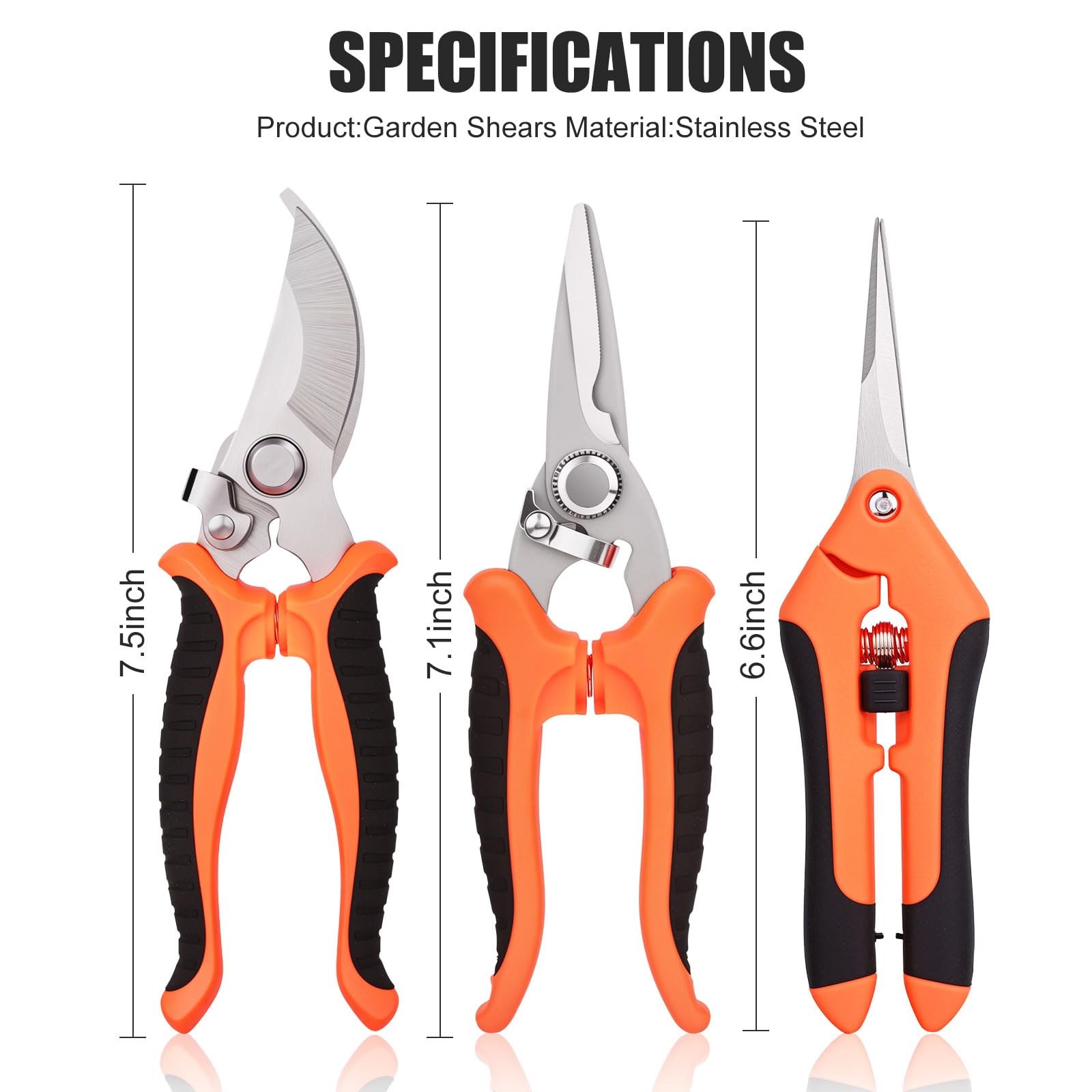 Garden Shears set 3 PCS Stainless Steel Pruning Scissors kit mixed