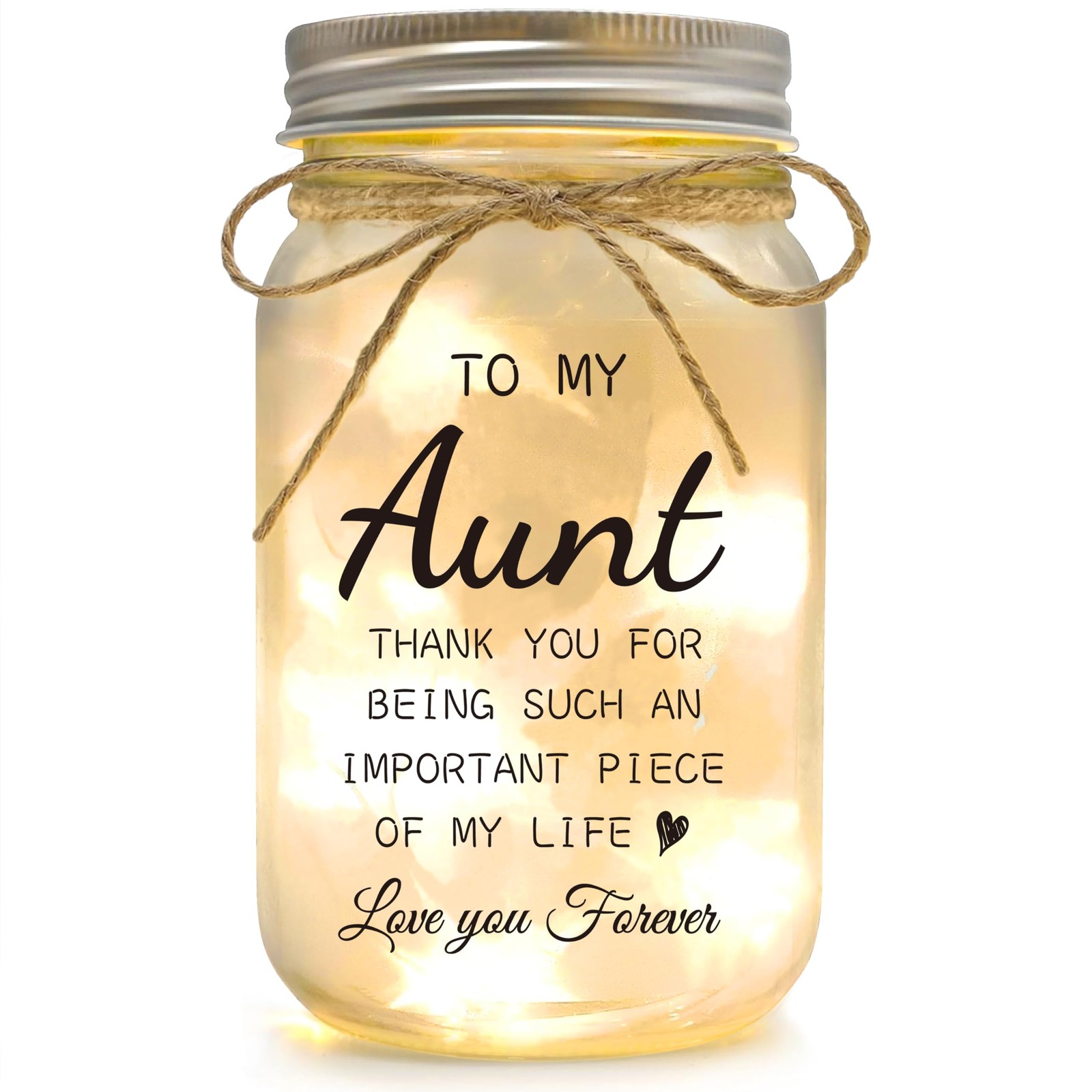 YOISTREVISK Aunt Gifts from Niece - Mason Jar Night Lights for Christmas