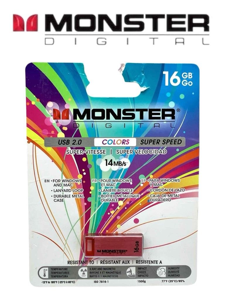 Monster Digital USBCS-0016-R 16GB USB 2.0 (Red)