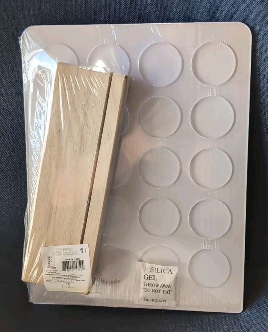 COFFEE POD HOLDER WITH WOOD STAND (holds 20) k-cup, kitchen NEW
