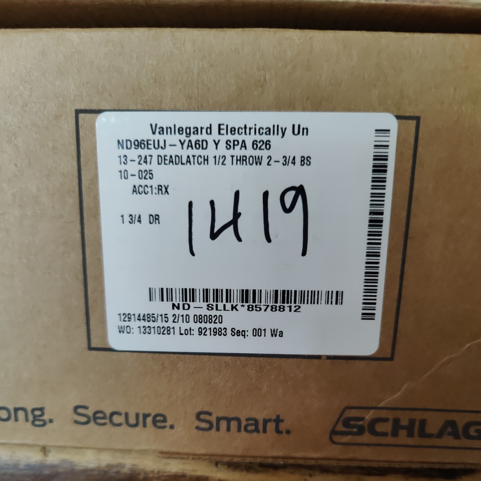 Electrified Schlage Lock ND96EUJ - REX- FAIL SAFE/SECURE-12/24 VDC