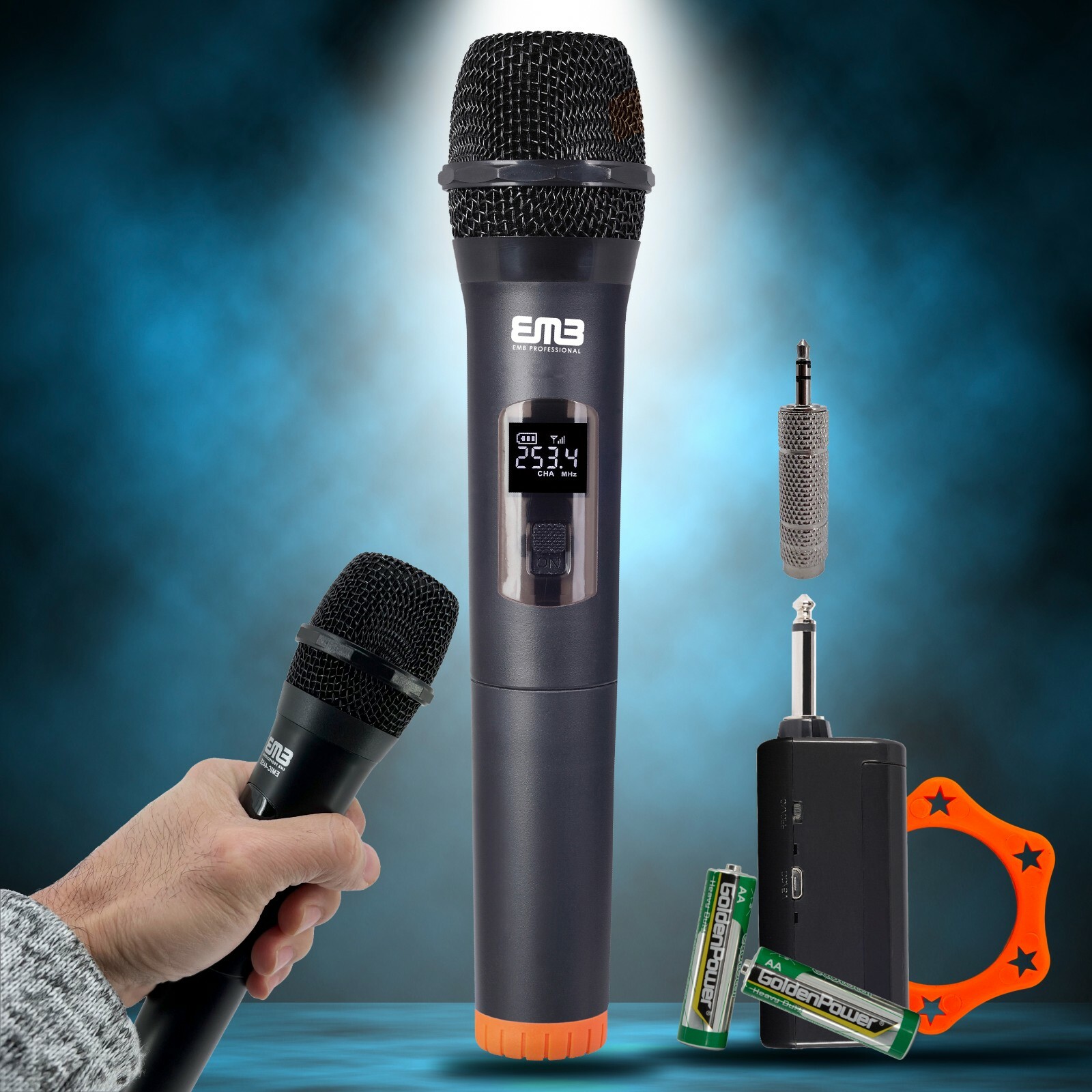 Wireless Microphone Dual Handheld 2 x Mic Cordless Receiver for Church / Karaoke