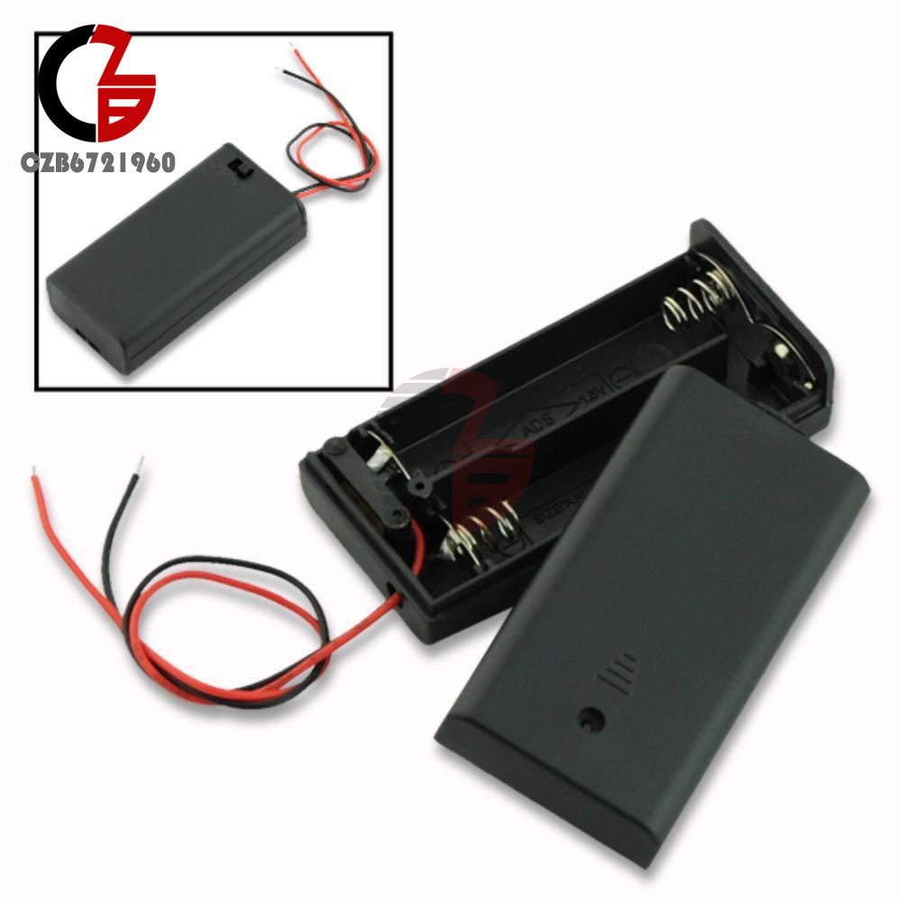 2 AA 2A Battery Holder Box Case with ON/OFF Switch Cover for 2AA battery