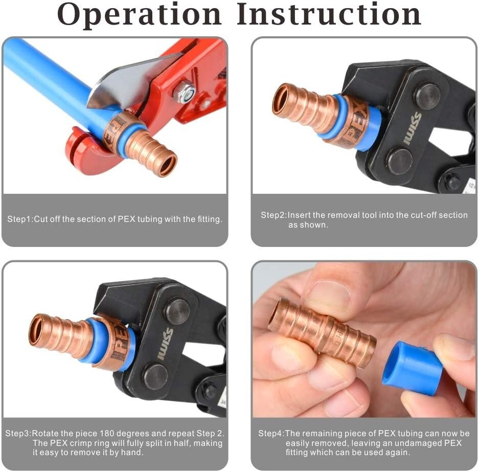 Easy Multi-Size PEX Crimp Ring Removal Tool - 1/2", 3/4", Copper Crimp Rings