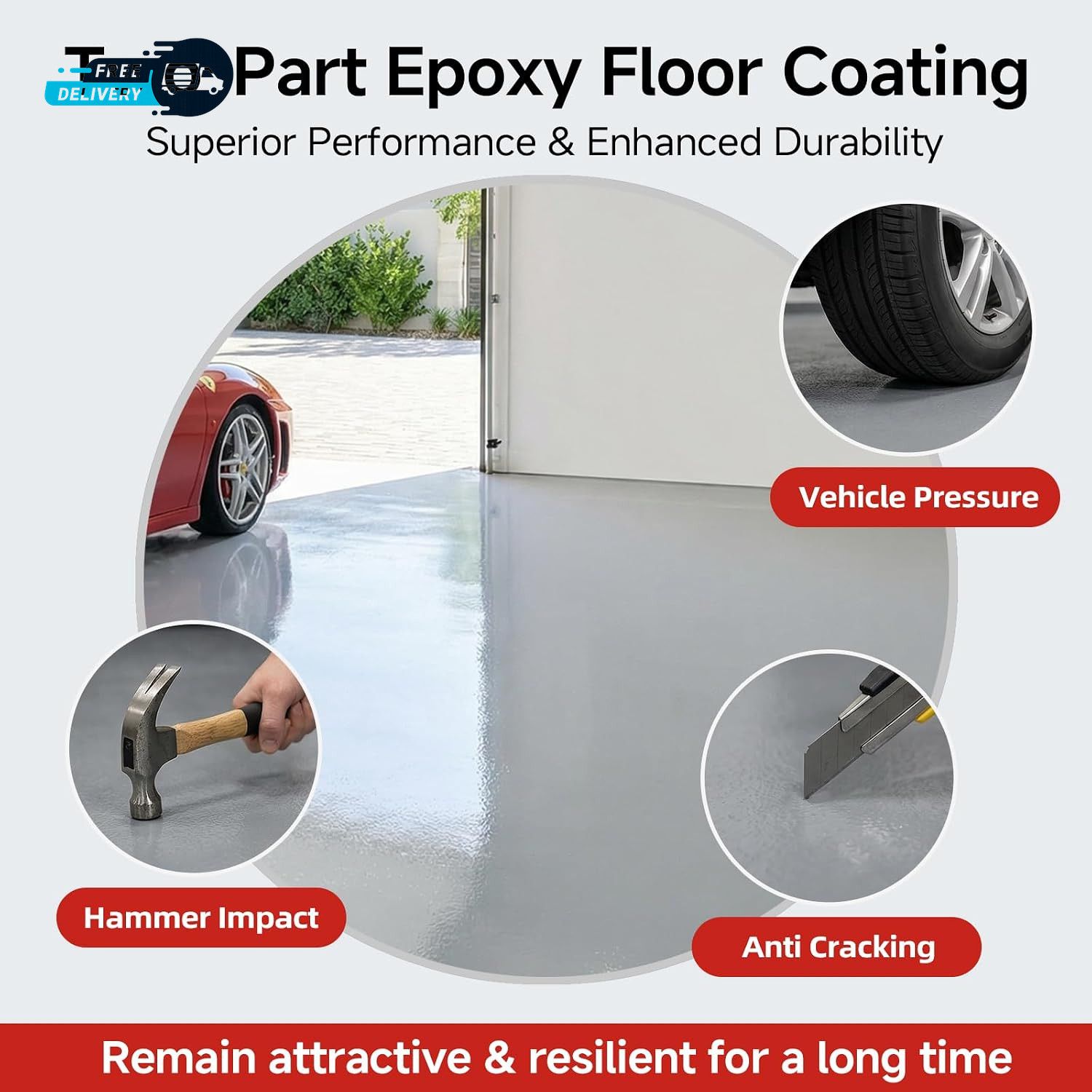 Garage Floor Epoxy Kit, 2K Epoxy Floor Paint with Tools, Epoxy Coating for Concr