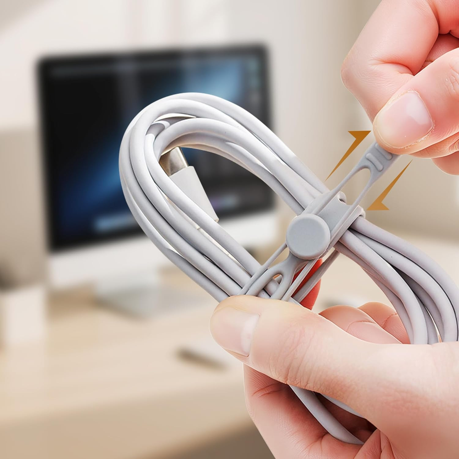 30 Pcs Silicone Cable Ties, Reusable Data Cable Organizer for Home Office | High