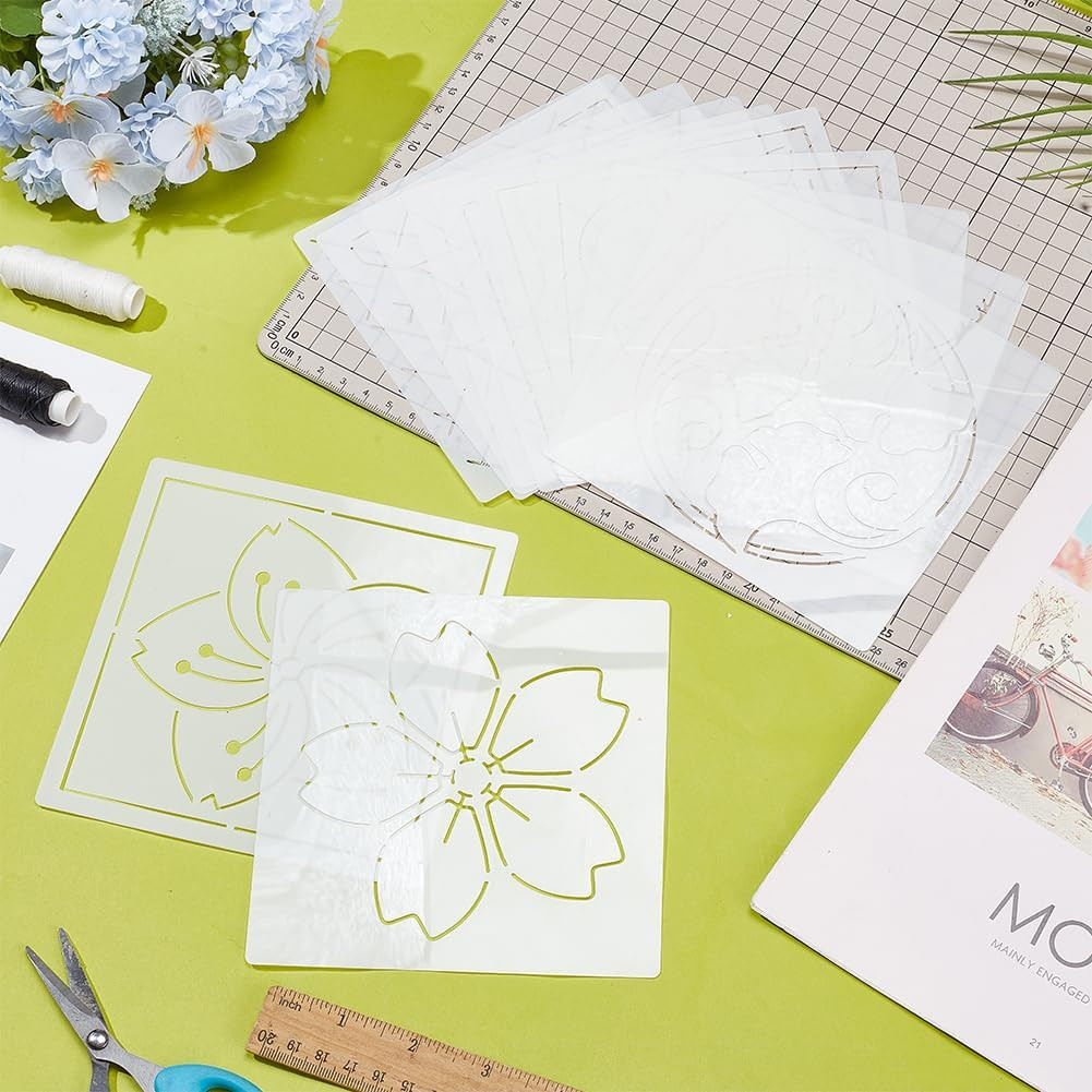 Sashiko Embroidery Stencils Sashiko PET Stencil Flowers Embroidery Patterns Sten