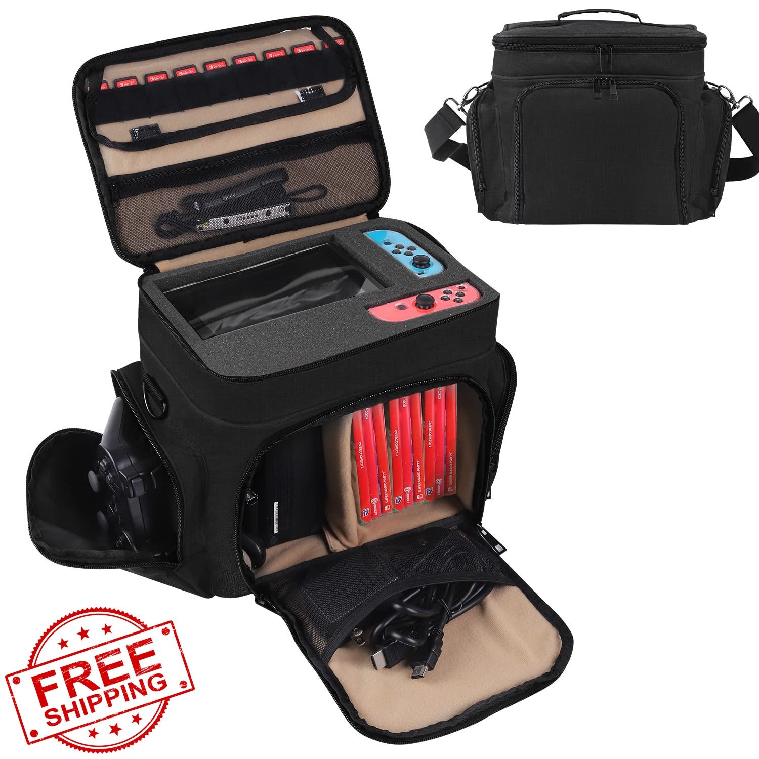 TEFGTER Switch OLED Lite Case Large Carrying Storage Bag