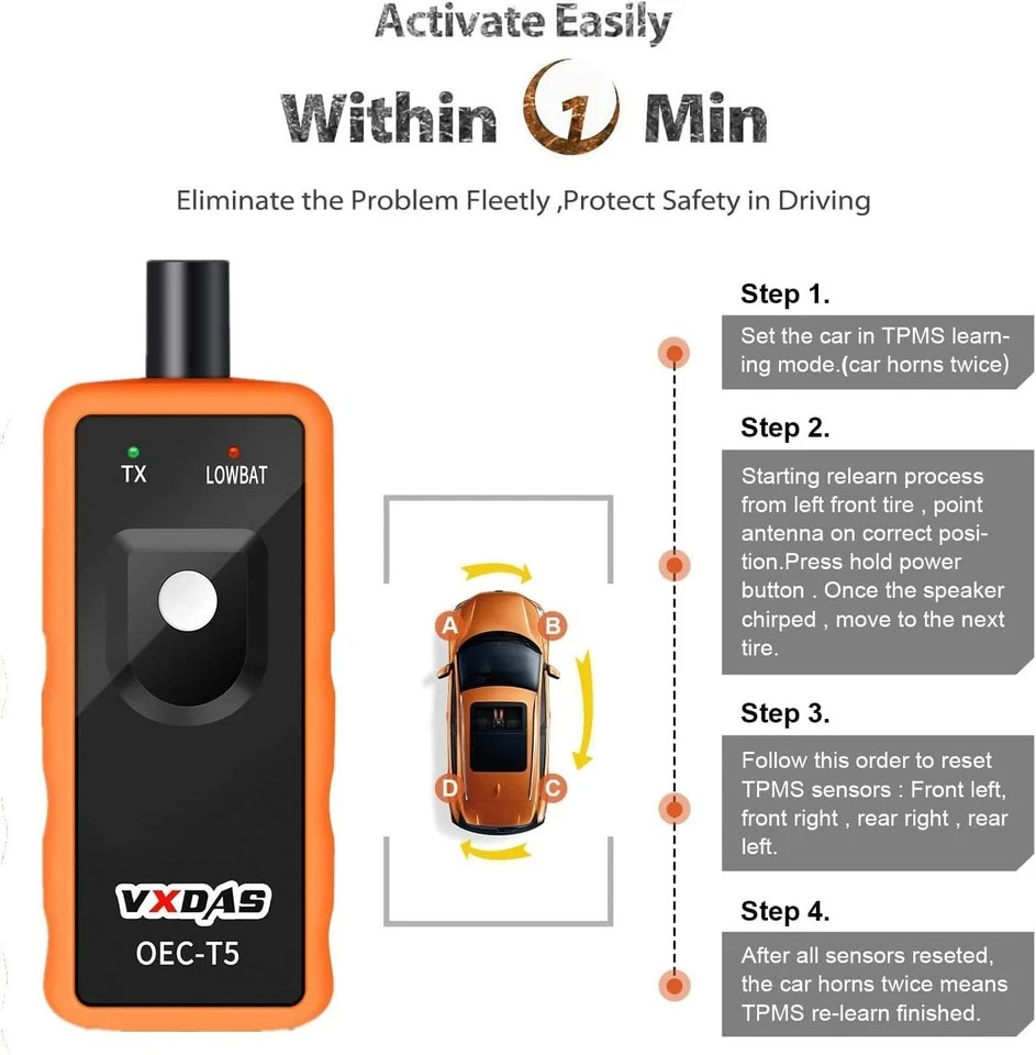 GM TPMS Relearn Tool Sensor Reset Activation Programming for Chevy Vehicles - Up